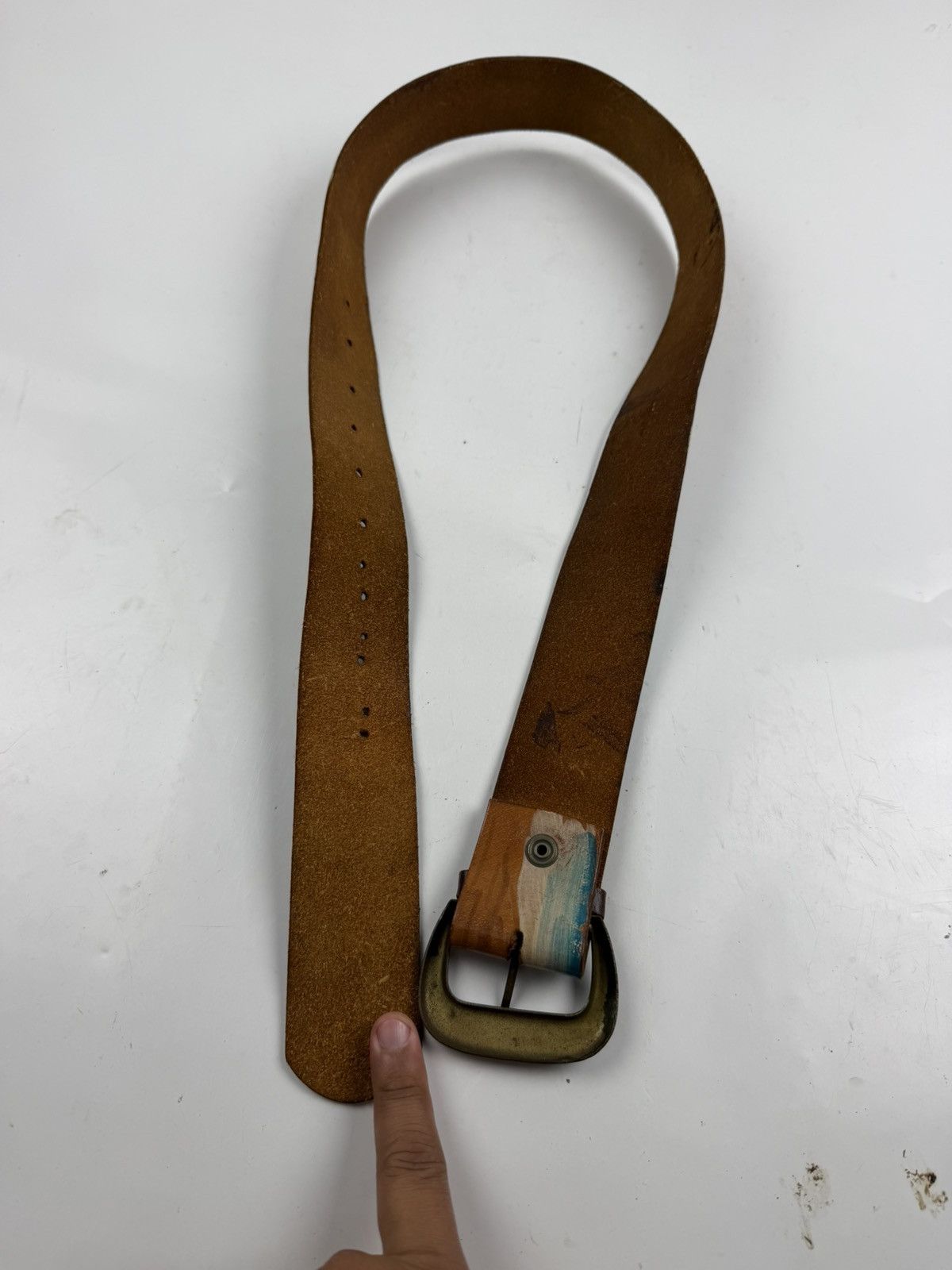 Japanese Brand rare design vintage style painted leather belt tc43 Size 36 - 10 Thumbnail