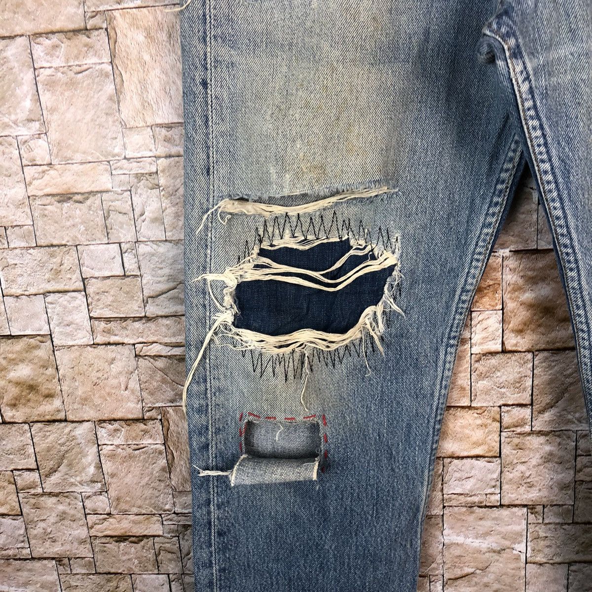 Levi's D 501 Levis patchwork ripped Distressed Denim Pants #A1013 Size US 32 / EU 48 - 11 Thumbnail