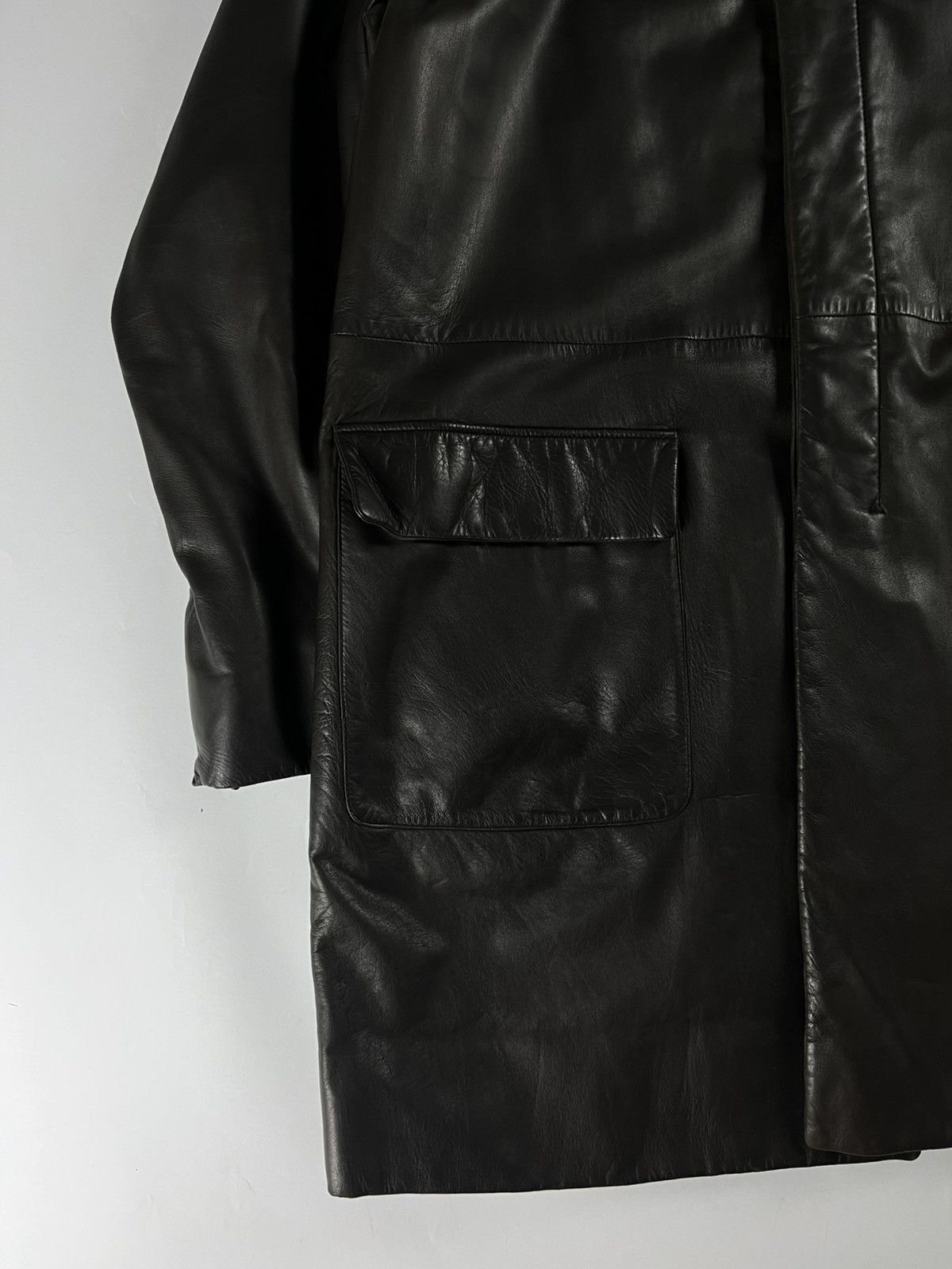 Prada Prada Belted Premium Leather Long Jacket FW 1999 Size US L / EU 52-54 / 3 - 3 Thumbnail