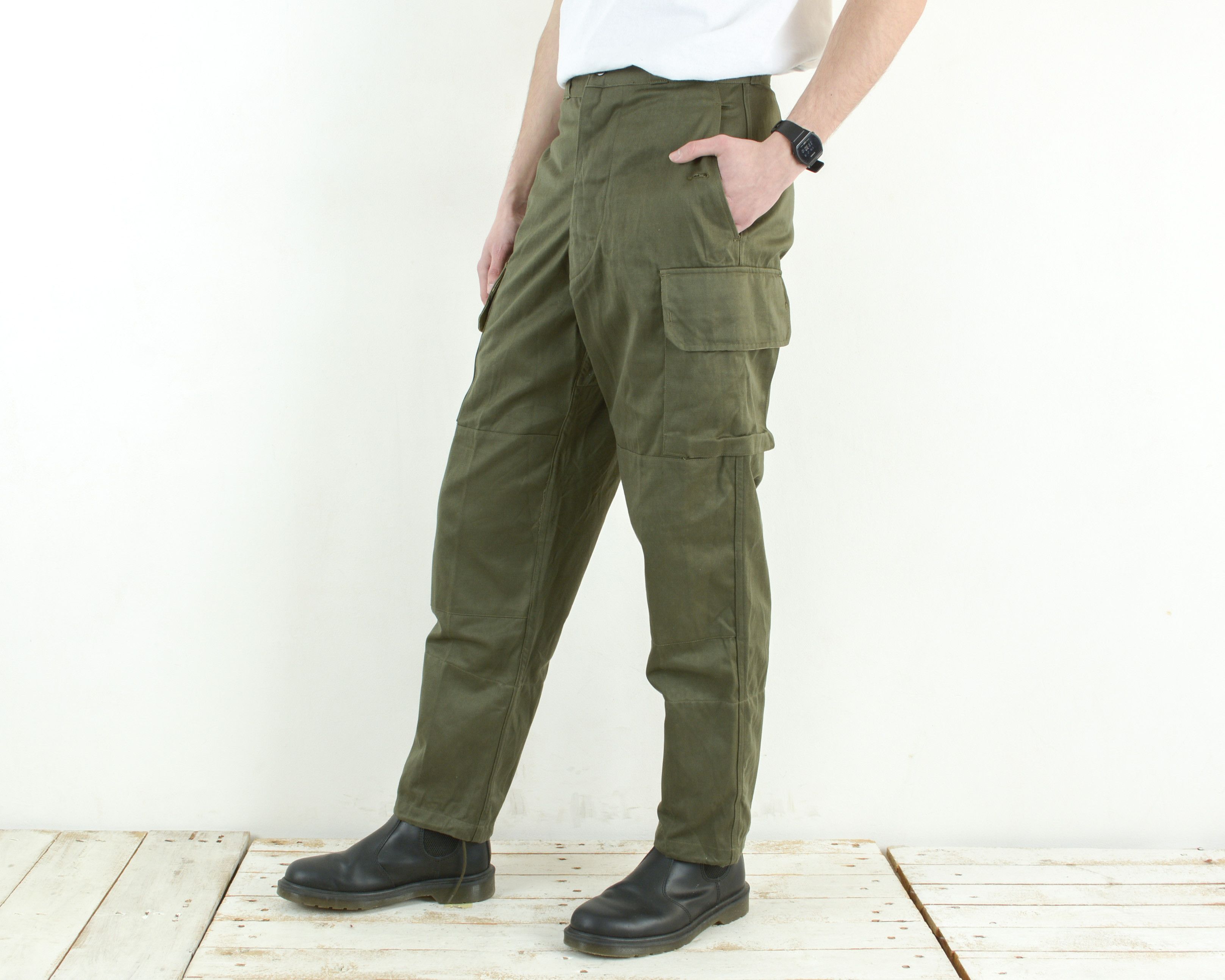 image of Guy Leroy 1969 Norrent Fontes French Army 60's Pants W30 L32 in Army Green, Men's