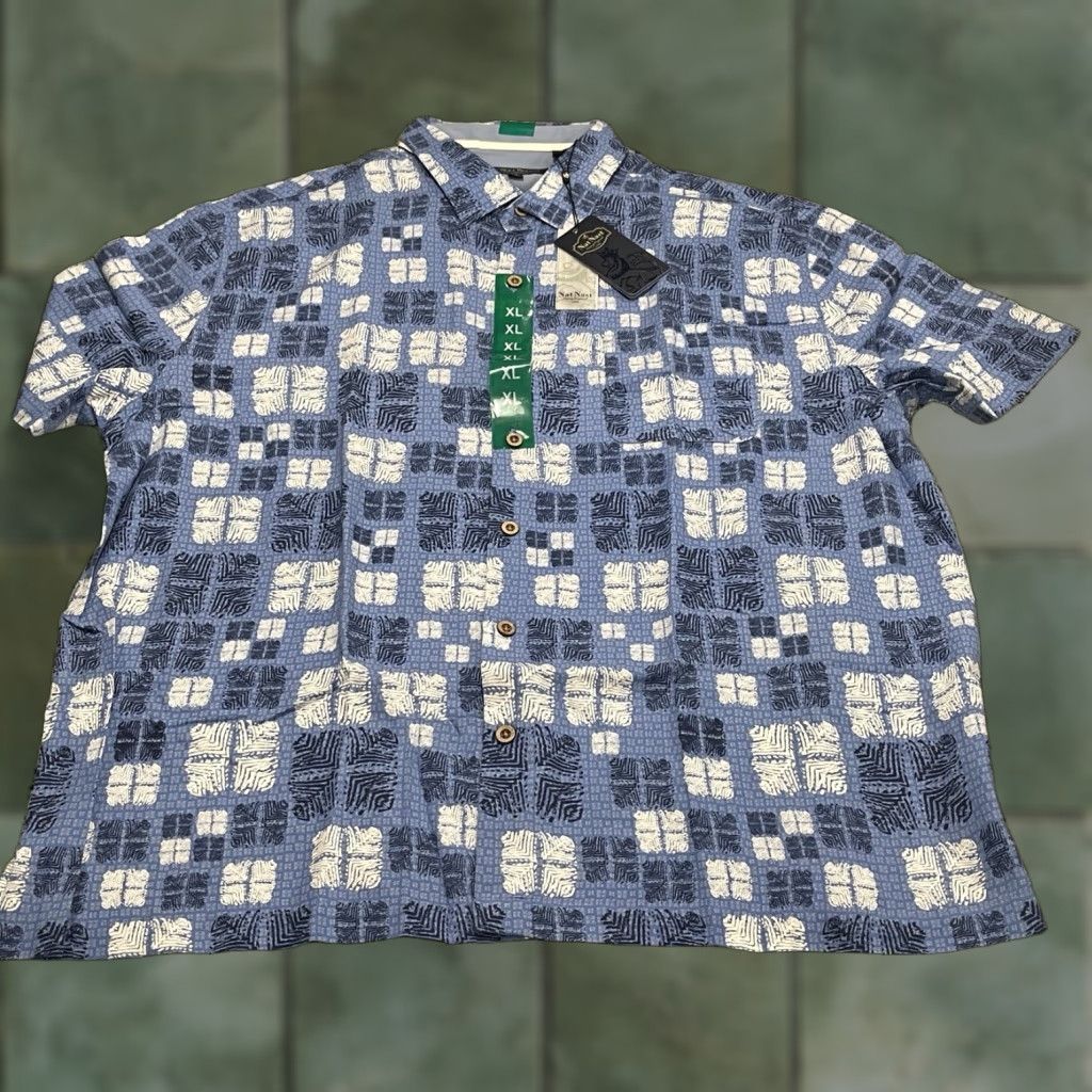 Nat Nast Nat Nast Luxury Button-Up Shirt XL Multicolor Geometric Hawaiian Silk-Cotton Short Sleeve Pockets Mens Size US XL / EU 56 / 4 - 1 Thumbnail