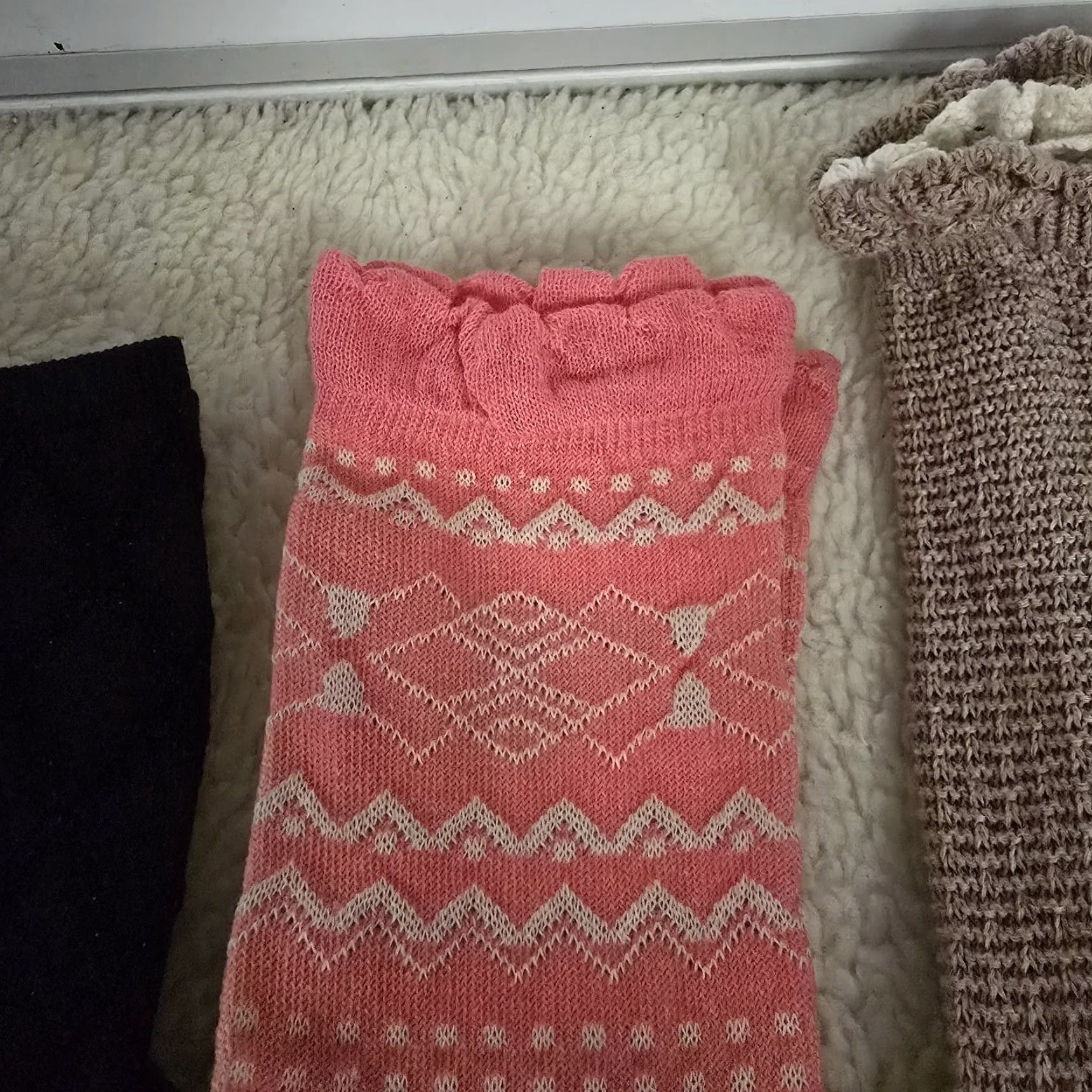 Pinko VINTAGE Unbranded Socks Boot Socks Leg Warmers 5 Pairs Knee High Womens All Seasons 90s Brown Pink Lace Knit Size US 4 / IT 34 - 7 Thumbnail