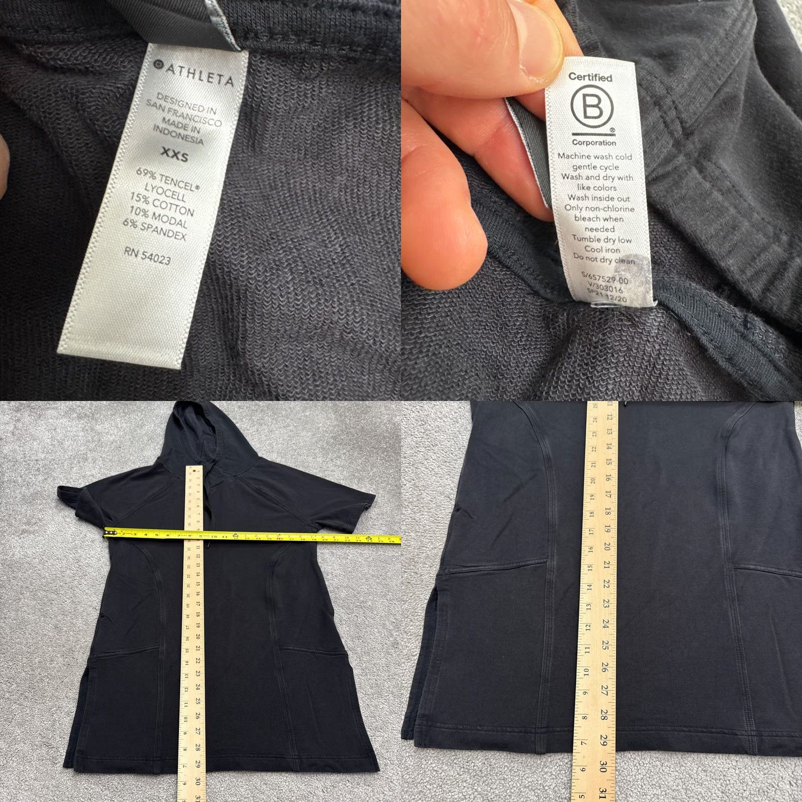 Athleta Athleta Cabana Tunic Hoodie Shift Dress Womens XXS Black Short Sleeve Casual Shirt/Shift Dress Womens XS? Size XXS / US 00 / IT 34 - 8 Thumbnail