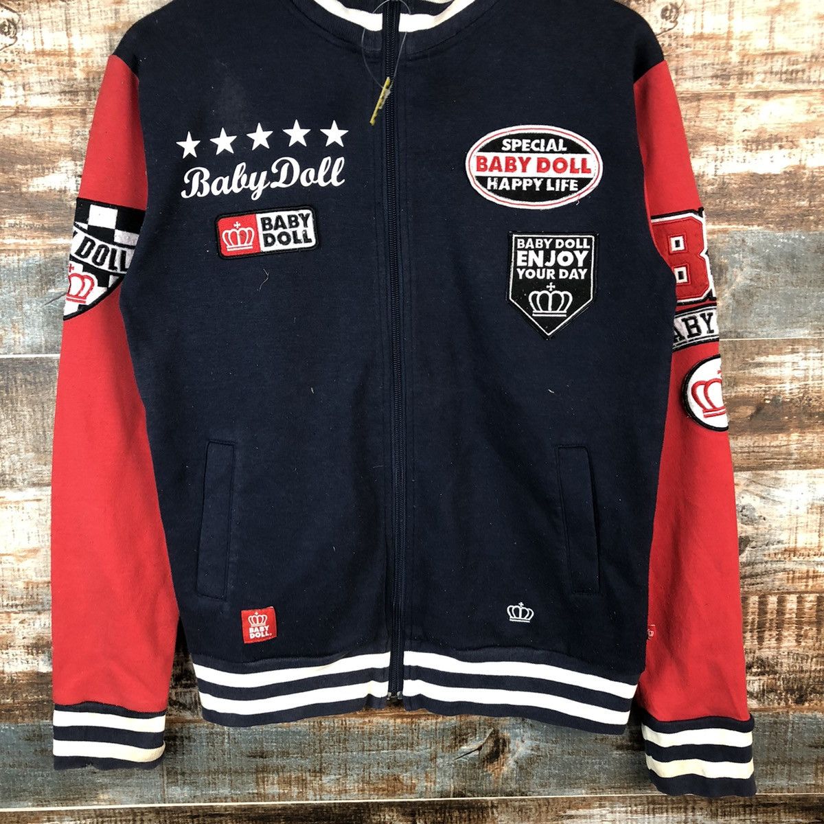 Japanese Brand Baby Doll Red Bomber varsity Jacket #A1383 Size M / US 6-8 / IT 42-44 - 6 Thumbnail