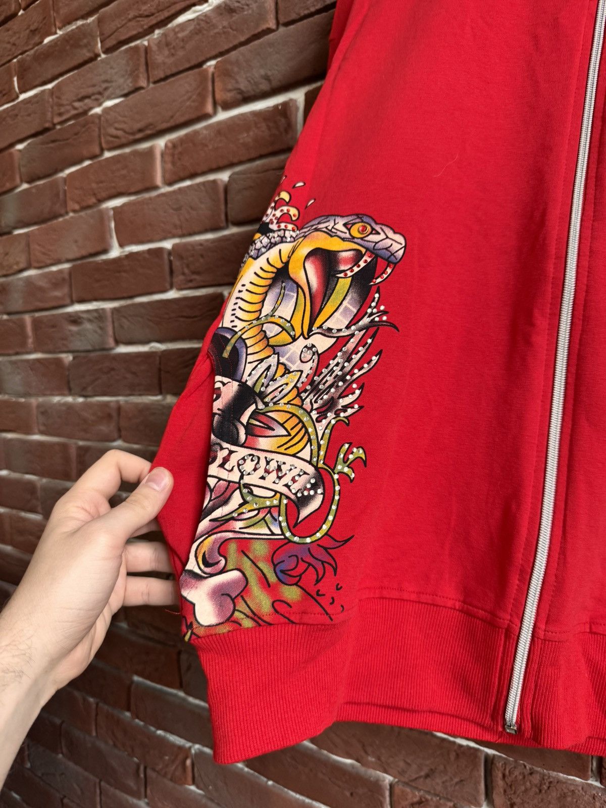 Christian Audigier Rare Ed Hardy Zip Sweatshirt Rhinestones Logo All Over Print Size US M / EU 48-50 / 2 - 6 Thumbnail