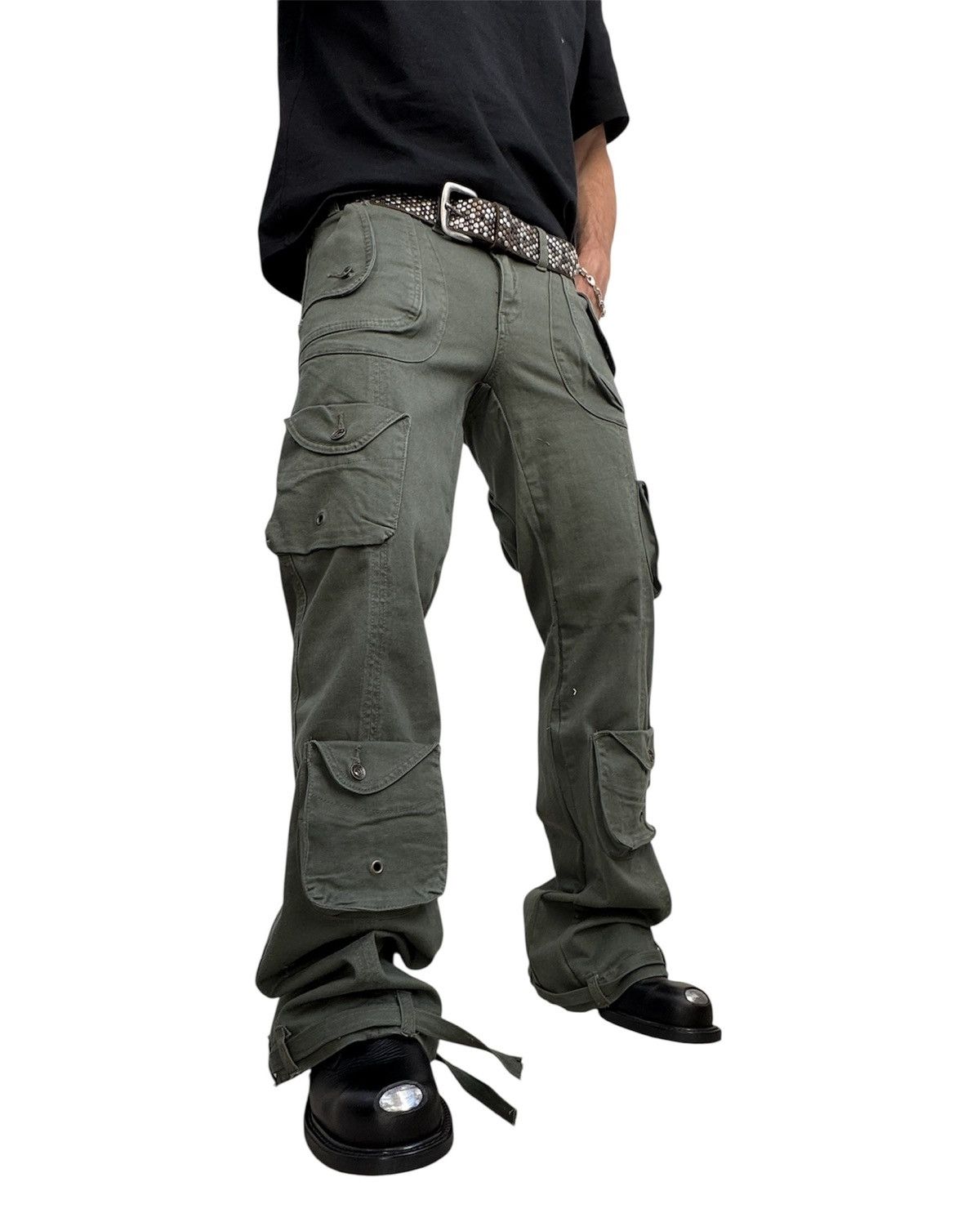 Tornado Mart Rare flared multipocket navy cargo pants tornado mart style Size US 30 / EU 46 - 2 Thumbnail