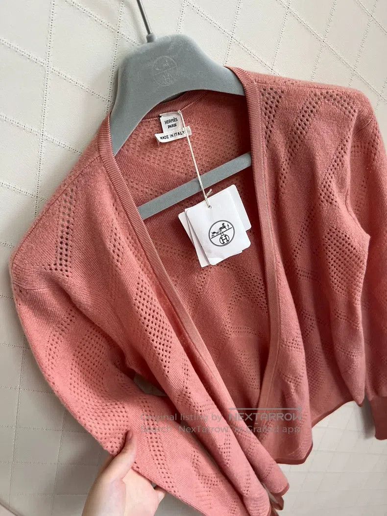 Hermes Hermes Wool sweater in exquisite orange-pink Size XXS / US 00 / IT 34 - 8 Thumbnail