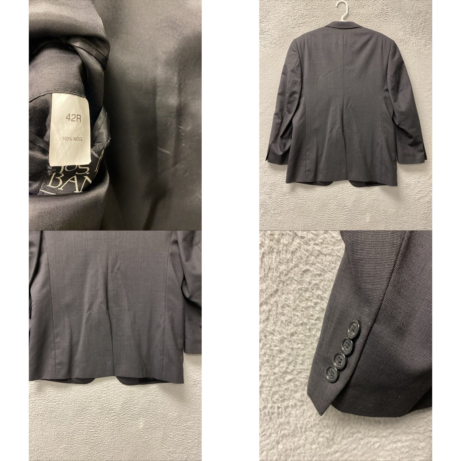 Jos. A. Bank JoS A Bank mens blazer sport coat 2btn gray Regular fit jacket sz 42R 76-67 Size 42R - 8 Thumbnail