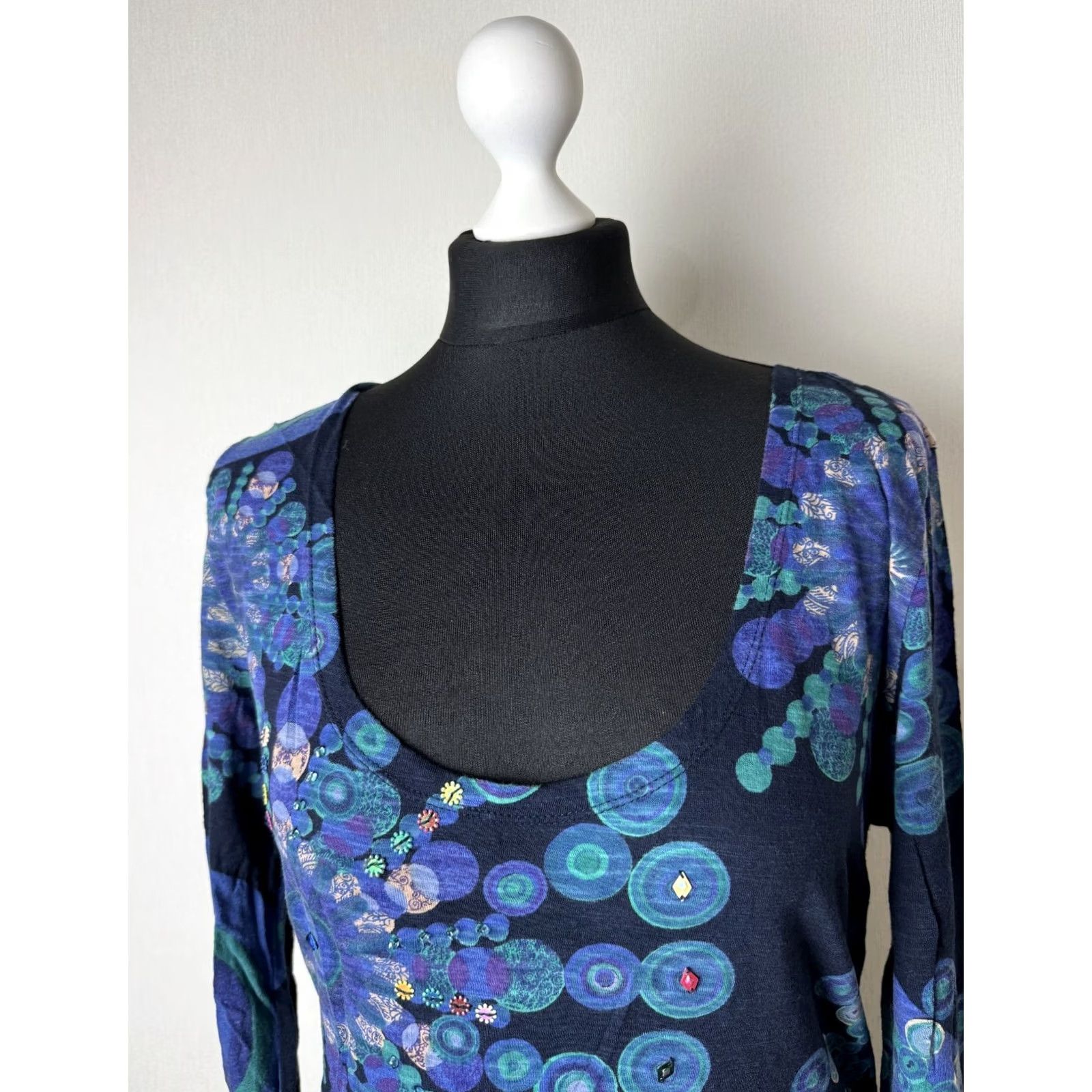 Desigual Desigual Saane 47V2118 womens dress XL A-Line Dress Blue Knee Length Desigual XL Womens Dress Blue A-Line Dress 96 cm Size XL / US 12-14 / IT 48-50 - 2 Thumbnail