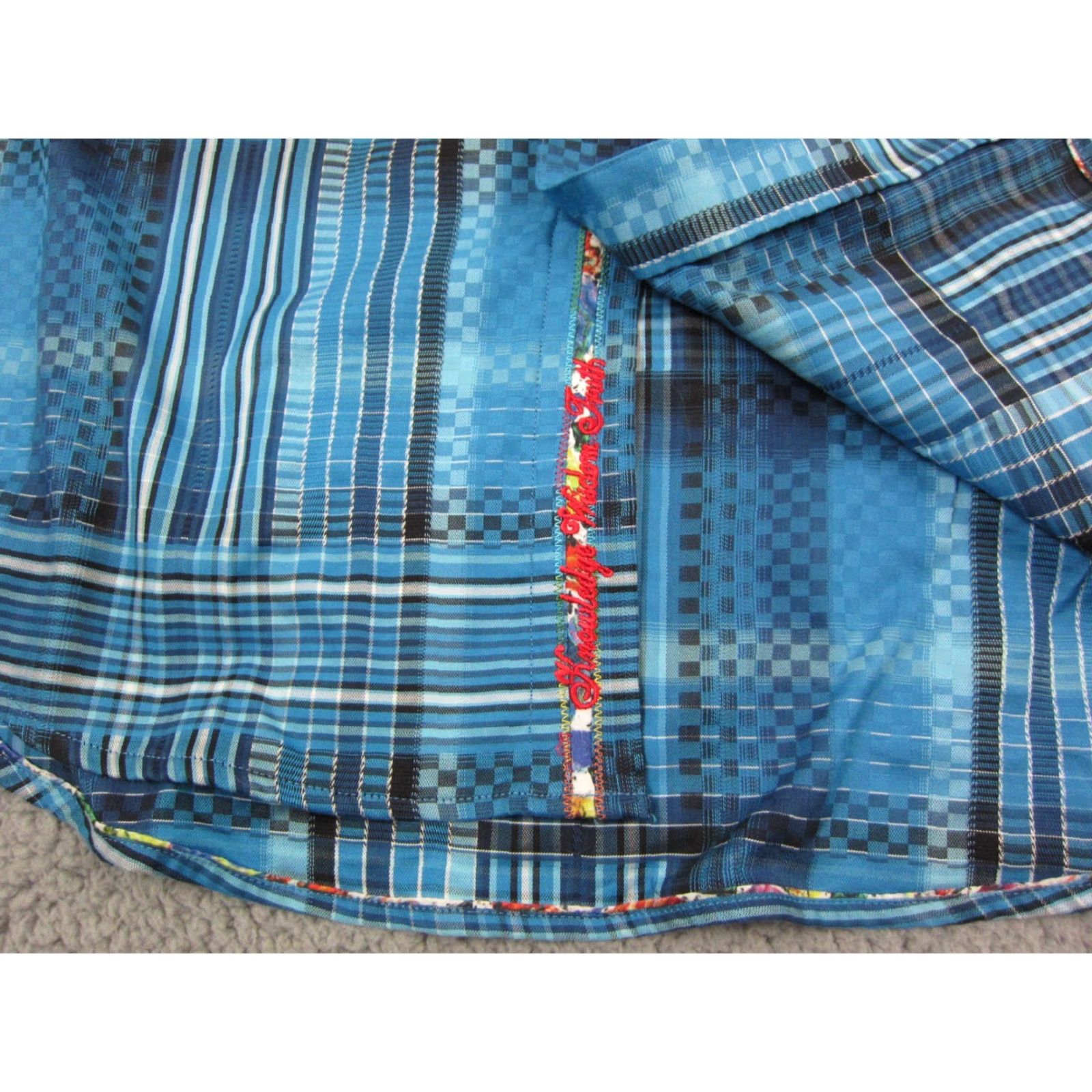 Robert Graham VINTAGE Robert Graham Shirt Mens L Blue Plaid Cotton 90s Tropical Barrel Cuff Collared Long Sleeve Dress Shirt Size US L / EU 52-54 / 3 - 6 Thumbnail