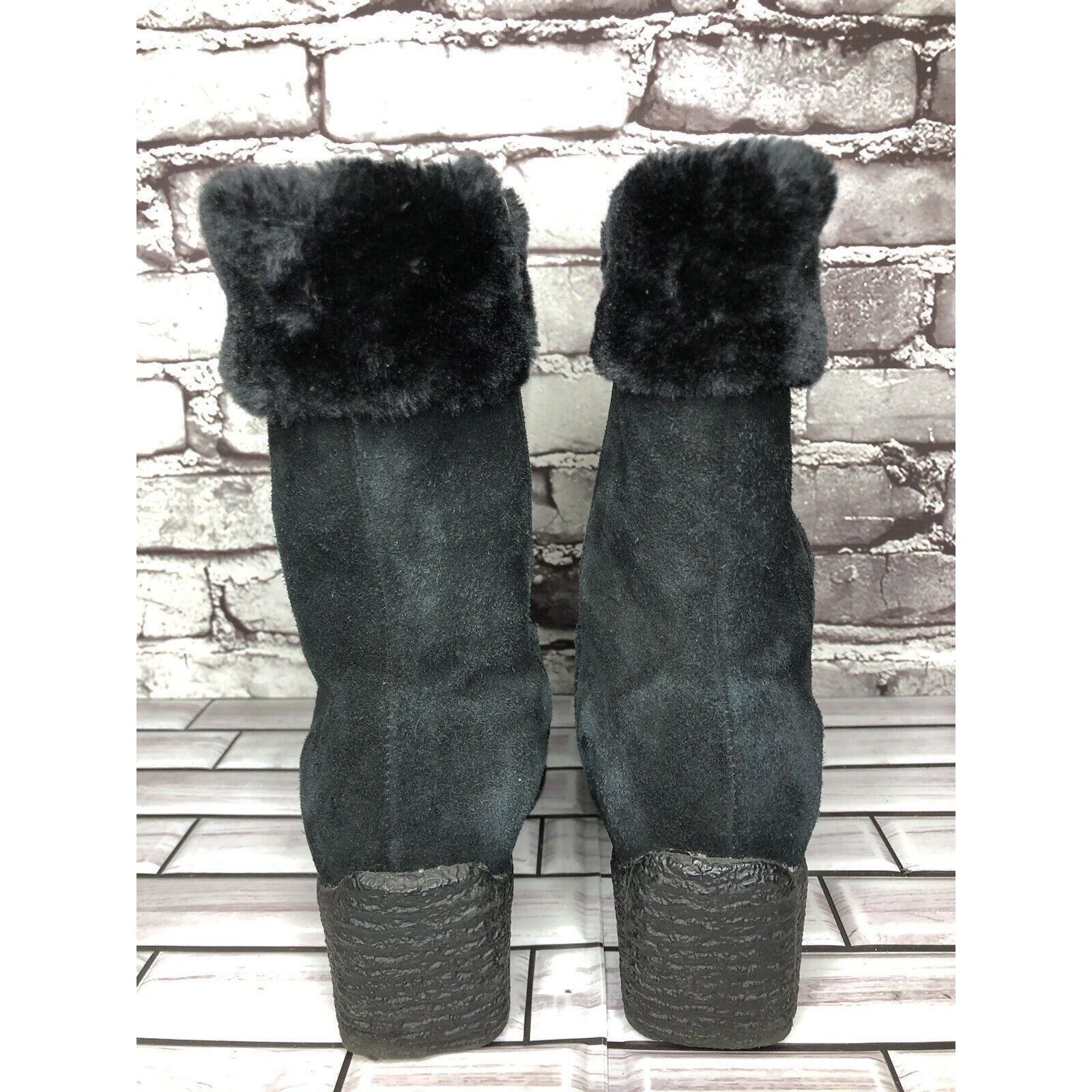 Other Aquatherm by Santana Canada Tati Black Suede Fur Winter Wedg Size US 8 / IT 38 - 9 Thumbnail