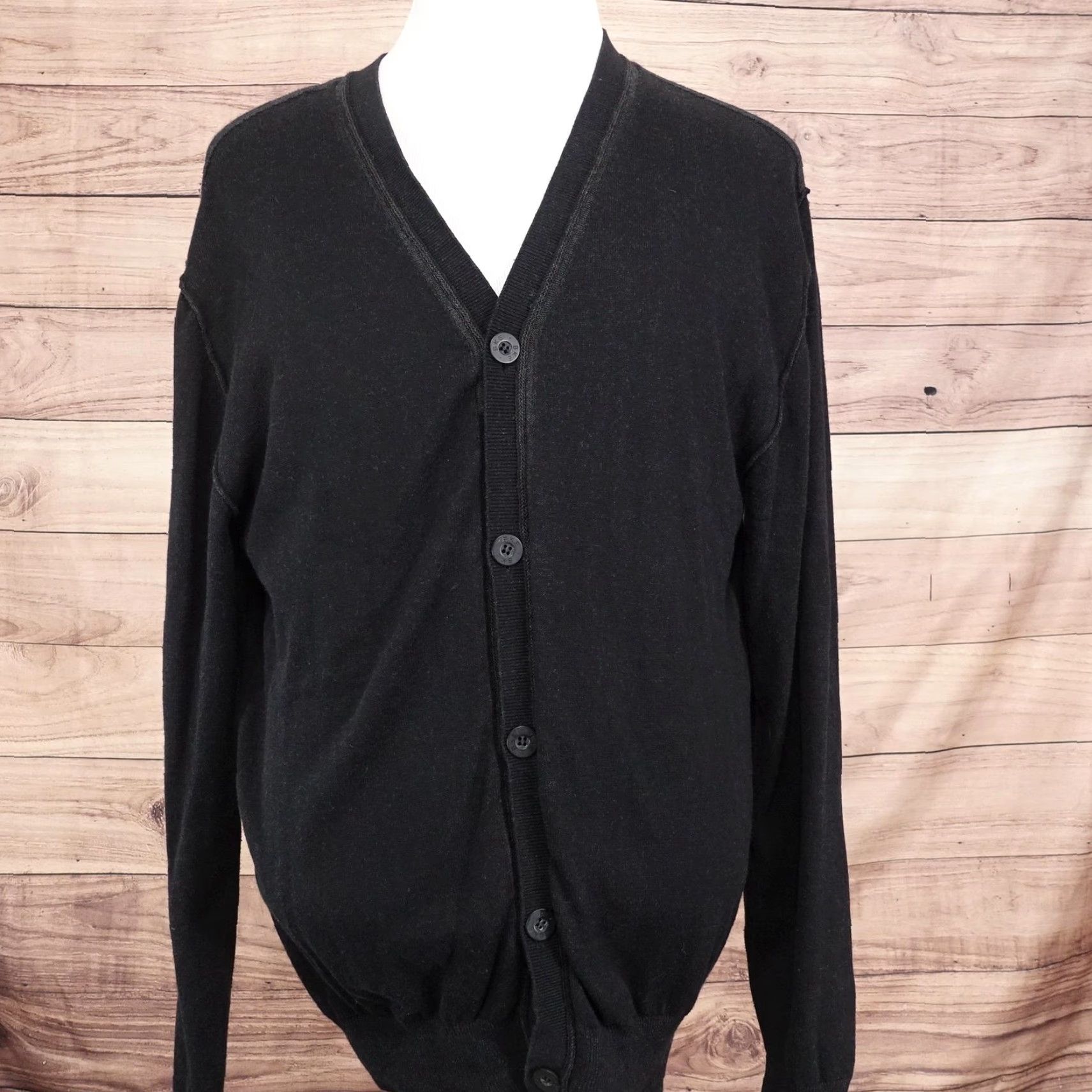 BKE BKE Men's XL Cardigan Sweater Knit V-Neck Casual Cotton Black All Seasons Size US XL / EU 56 / 4 - 3 Thumbnail