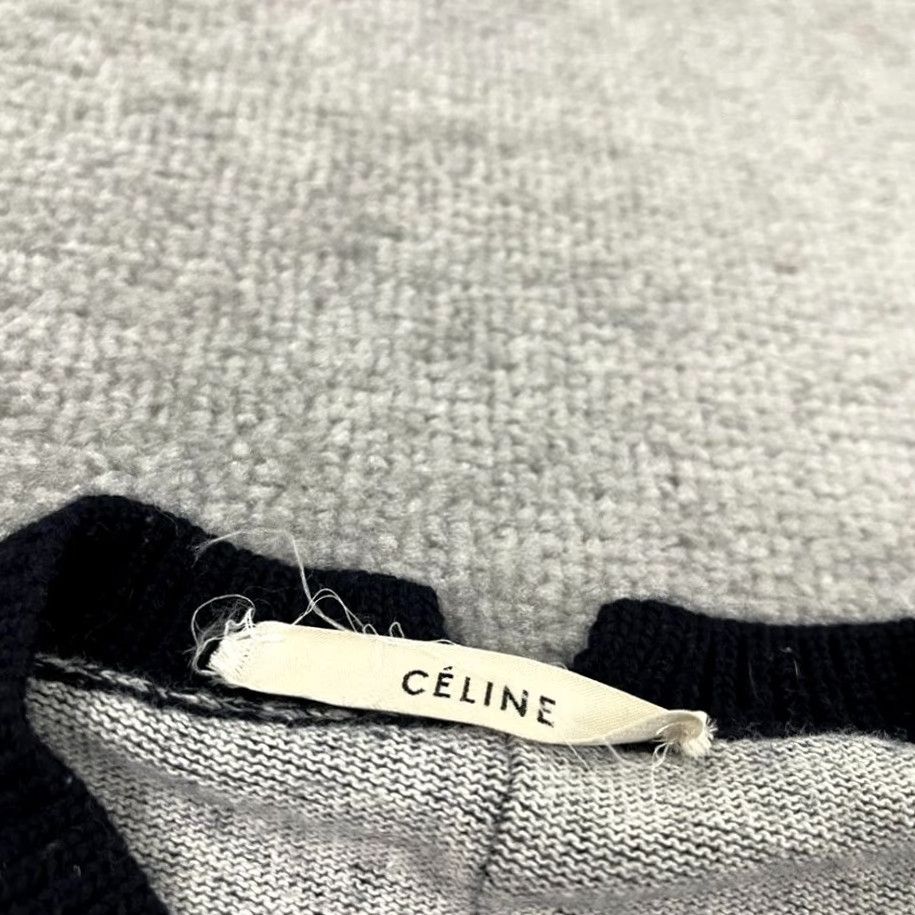 Celine VINTAGE CELINE Sweater Womens Small FR 36 Gray Wool Blend Mohair Trim Knit Crewneck Size S / US 4 / IT 40 - 2 Thumbnail