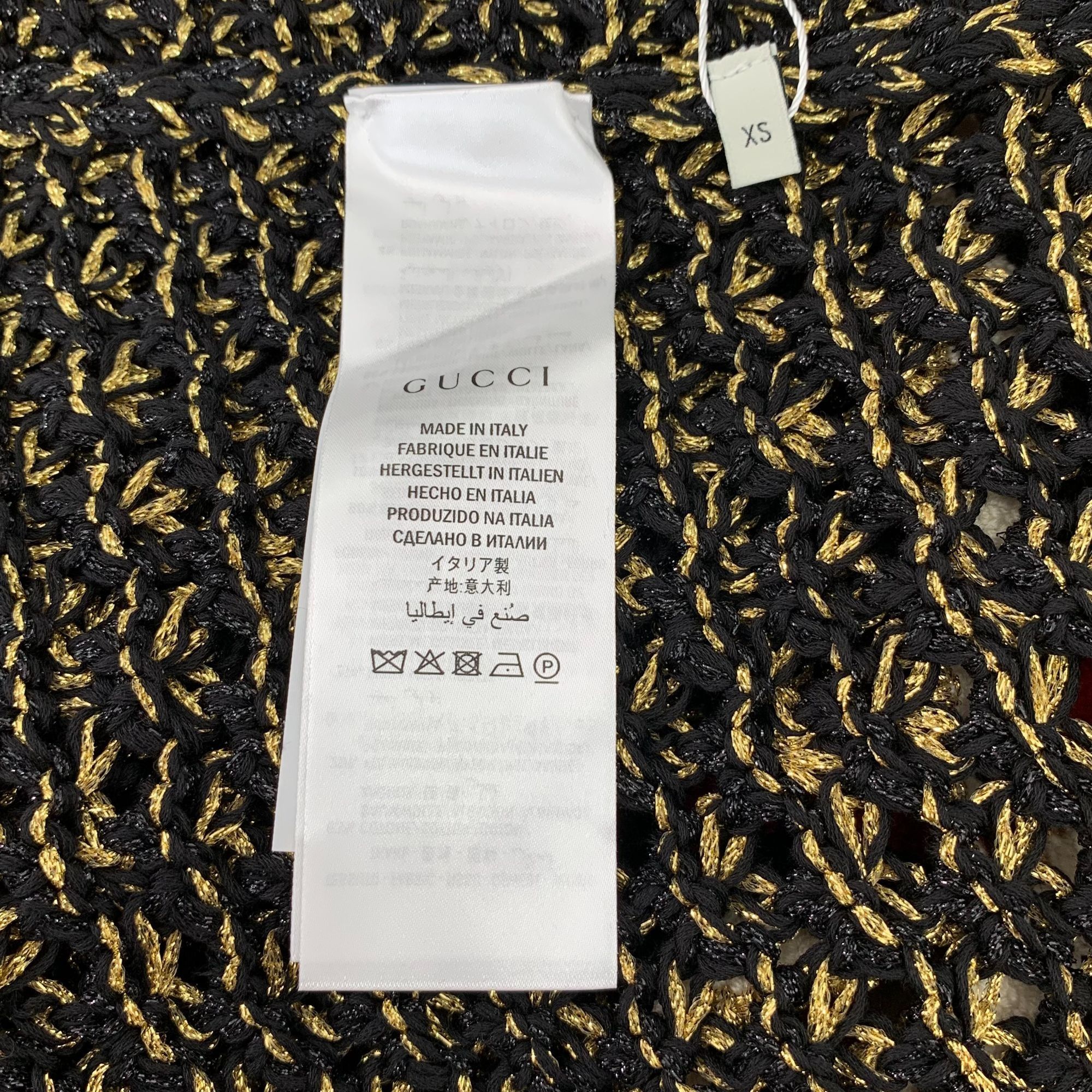 Gucci Gucci XS Black & Gold Woven Cotton Blend Skirt With Red/Whit Size 25" / US 0 / IT 36 - 5 Thumbnail