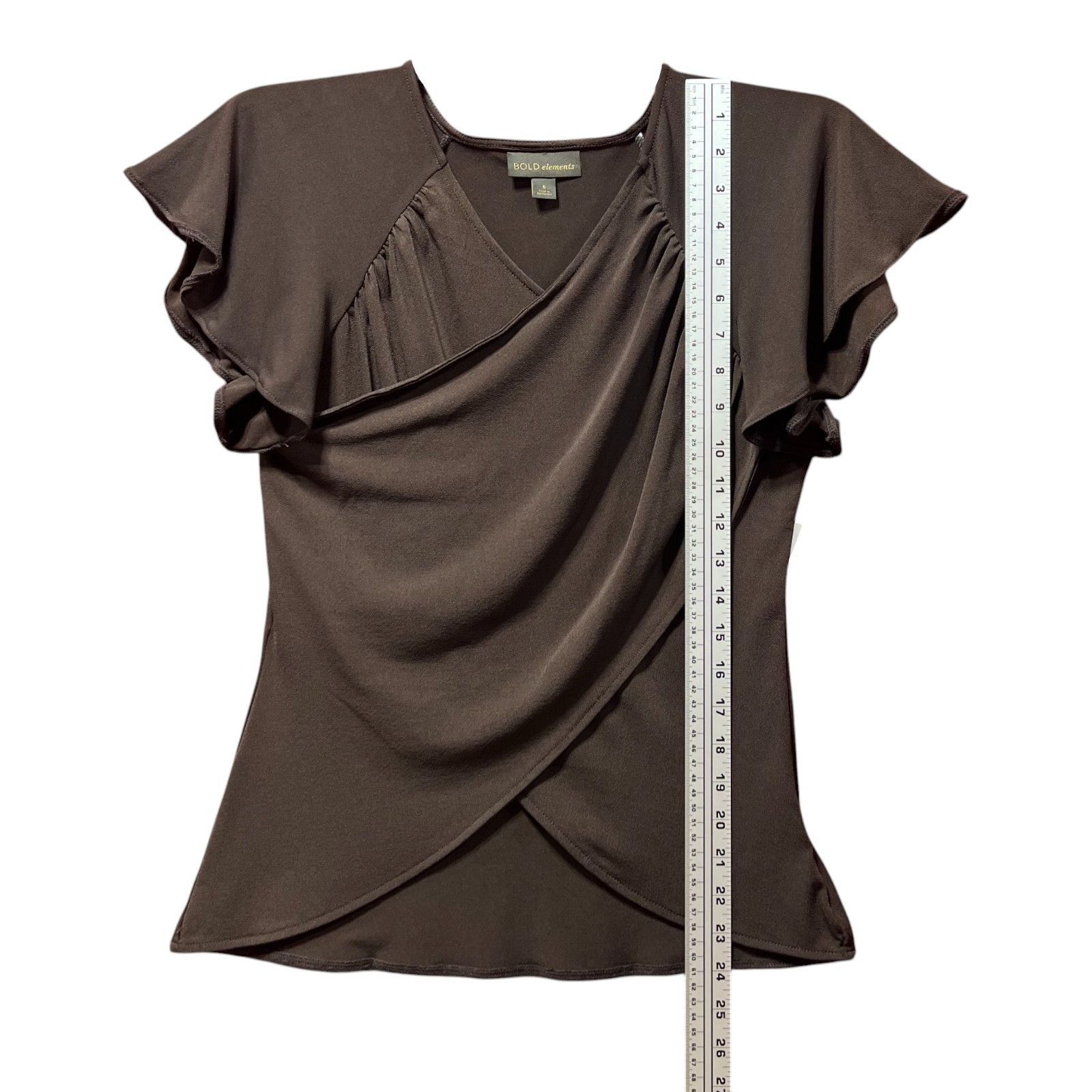 Other Bold Elements - Women's V-Neck Short Sleeve Blouse - Brown - Size S / US 4 / IT 40 - 6 Thumbnail