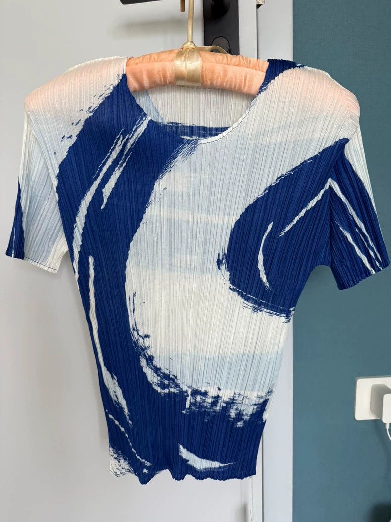 Issey Miyake Issey Miyake Pleats Please Blue White Top - dmc Size US M / EU 48-50 / 2 - 1 Thumbnail