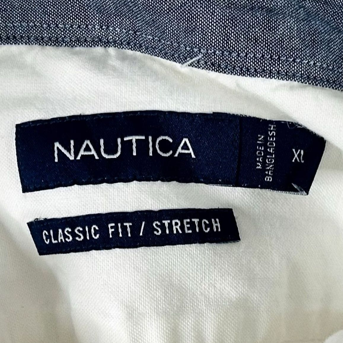 Nautica Nautica XL Classic Fit Short Sleeve Oxford Shirt White Stretch Cotton Blend Men Size US XL / EU 56 / 4 - 3 Thumbnail