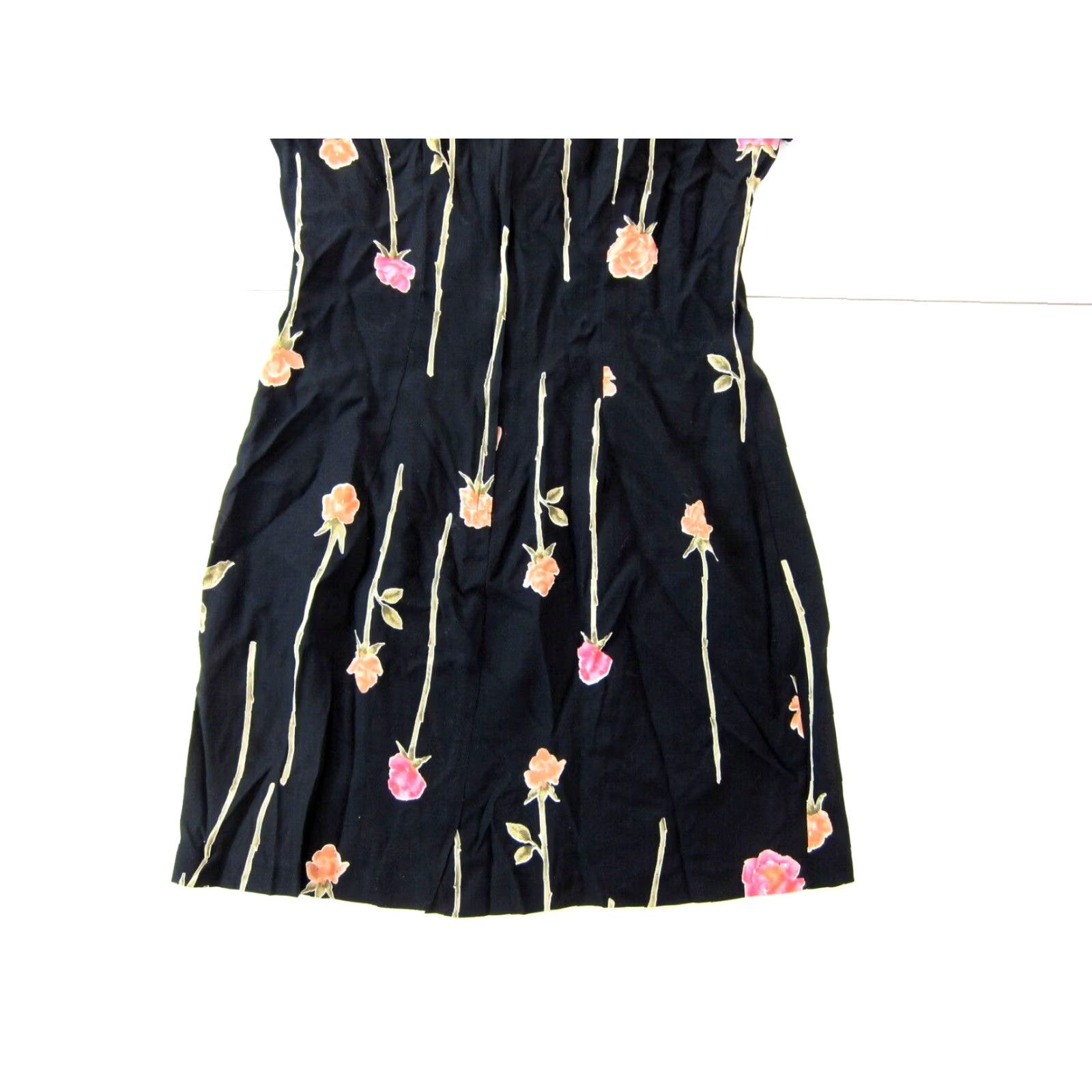 Vintage VINTAGE Just Choon Dress 100% Rayon Black Pink Rose Floral Short Sleeve S-M Women's Maxi Dress Size 28" / US 6 / IT 42 - 6 Thumbnail
