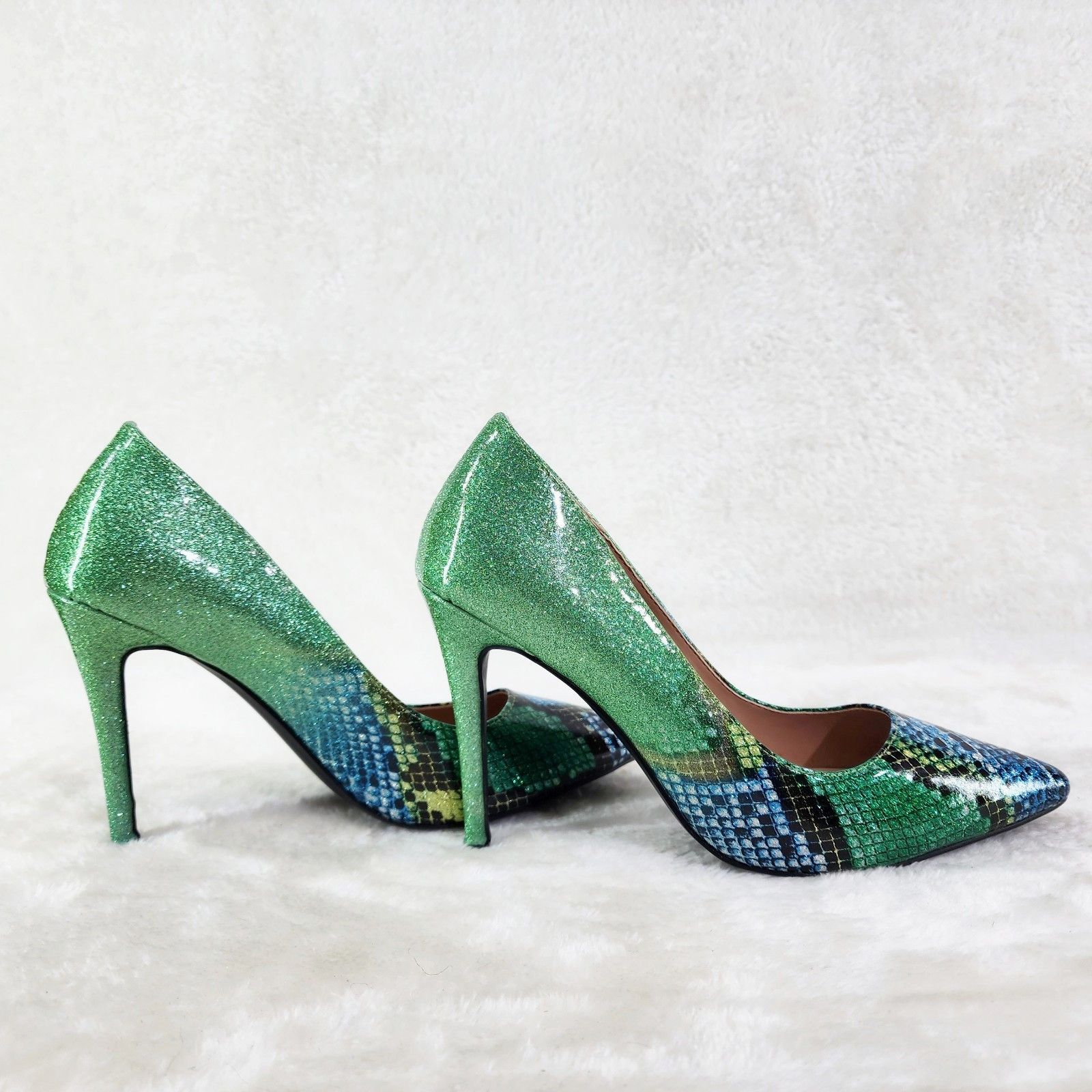 Other Fabio Green Glitter Ombre Patent 4" High Heel Shoes Pointy Size US 10 / IT 40 - 4 Thumbnail