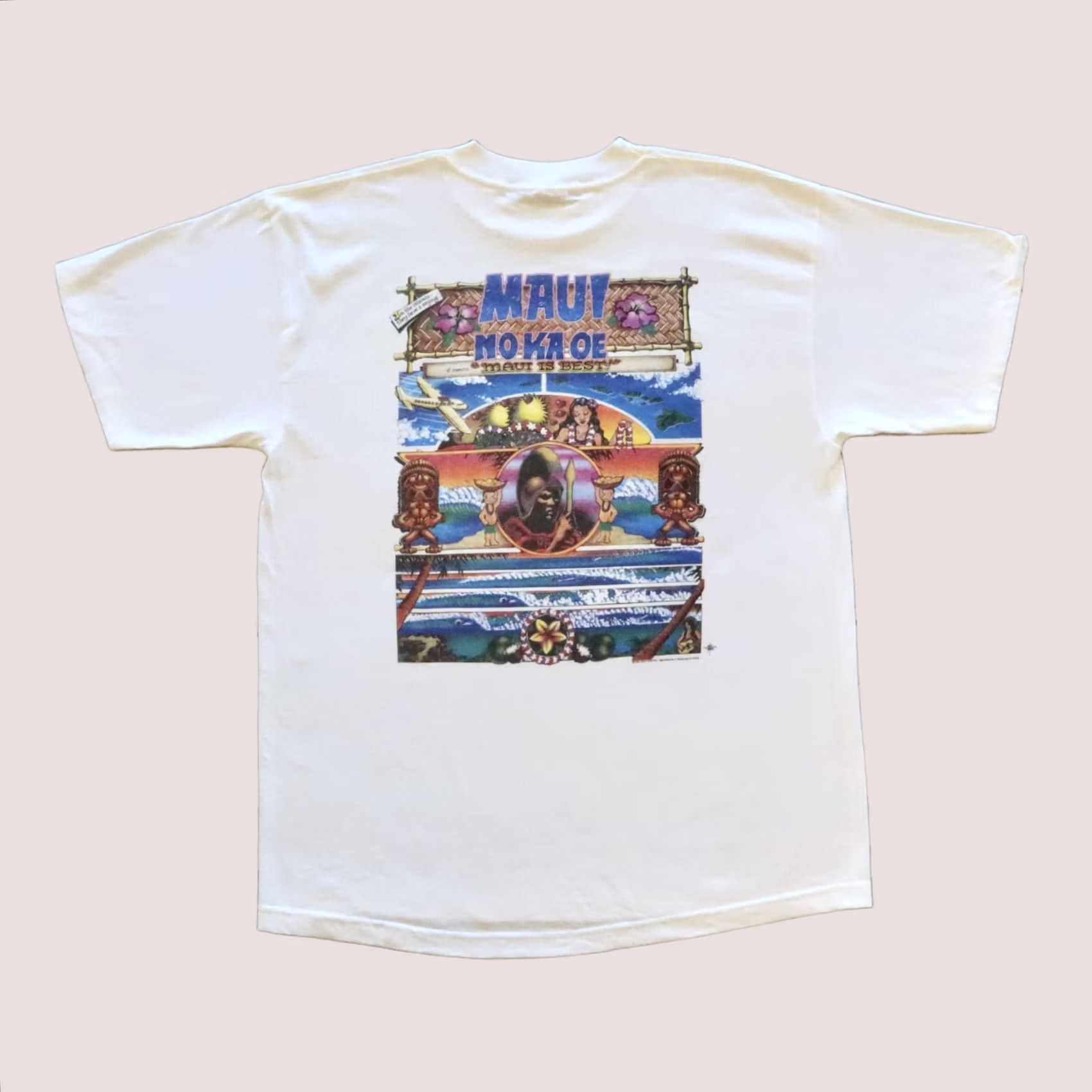 Griffin VINTAGE Maui Nokaoe Rick Griffin Shirt XL White 90s Mens Tshirt Size US XL / EU 56 / 4 - 1 Thumbnail