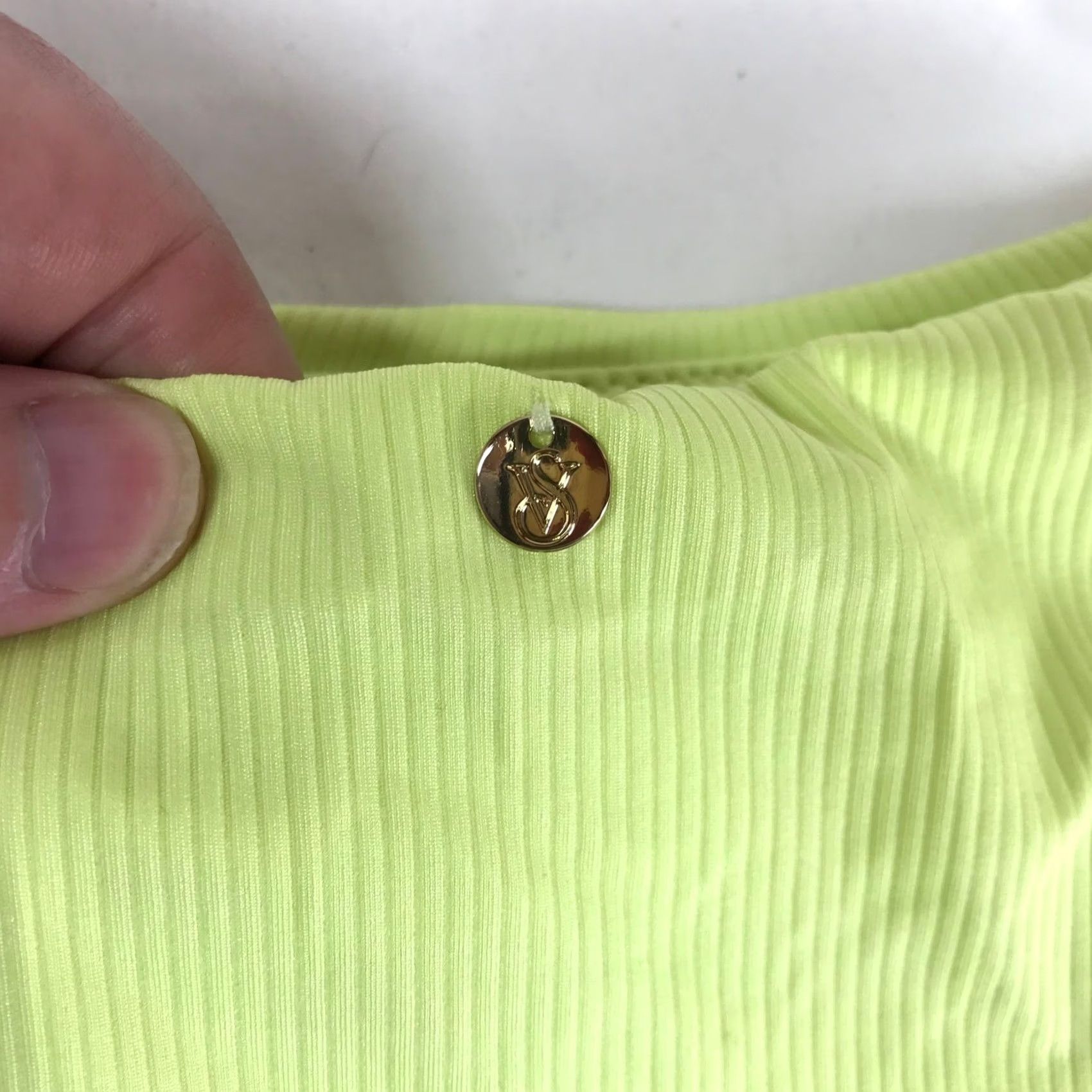 Victoria's Secret VINTAGE Victoria's Secret Ribbed High Cut Cheeky Bikini Bottom Neon Lime Green XL NWT Size 40" / US 18 - 7 Thumbnail