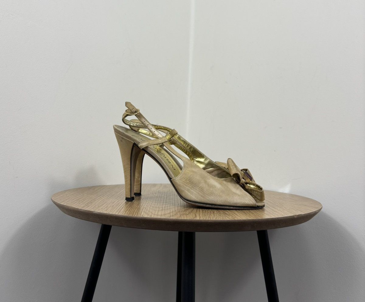 Vintage Yves Saint Laurent Vintage Gold Silk Satin Slingback Heels Size US 7.5 / IT 37.5 - 1 Thumbnail
