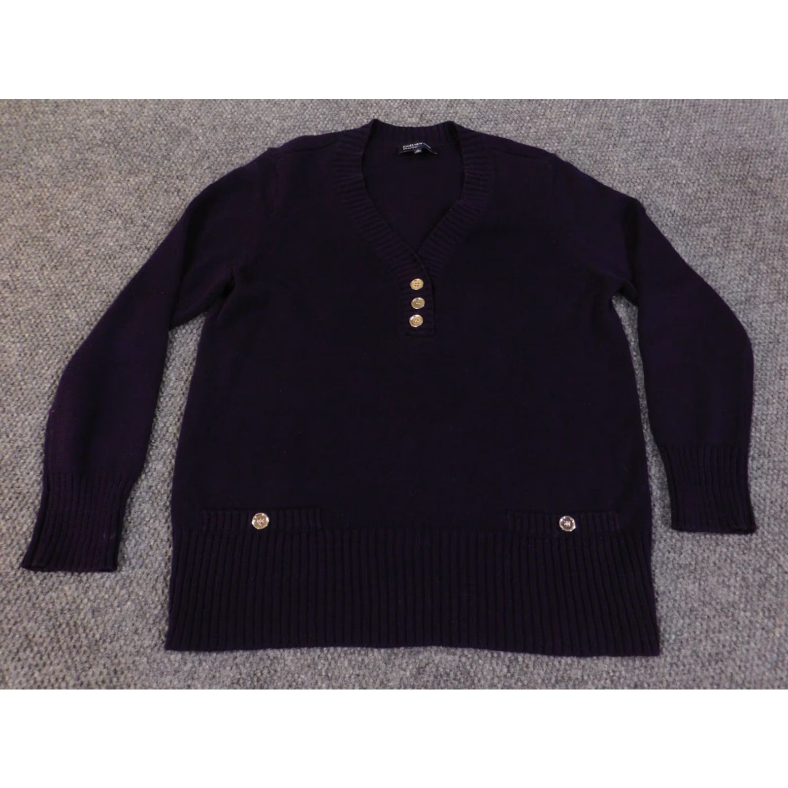 Jones New York Jones New York Sweater 1X Womens Purple Cotton Knit Pullover V-Neck Long Sleeve Stretch Logo Classic Size XL / US 12-14 / IT 48-50 - 4 Thumbnail