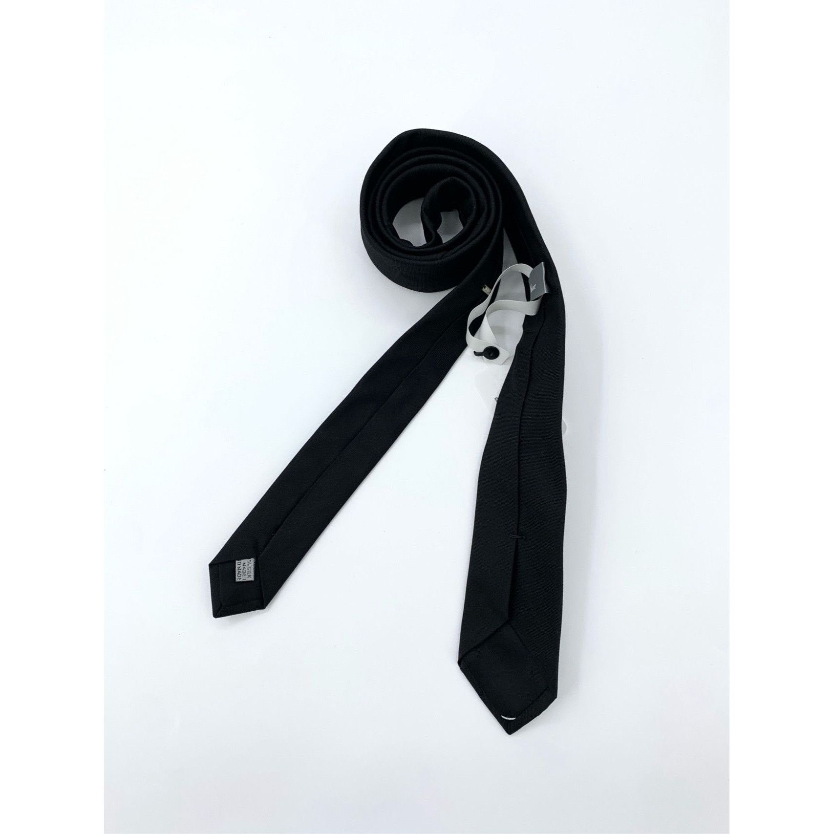 Dior Christian Dior Black Silk Skinny Tie Size 42 - 6 Thumbnail