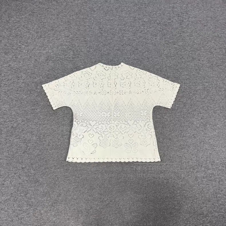 Valentino Valentino Off-white cut-out lace short-sleeved top Size L / US 10 / IT 46 - 2 Thumbnail