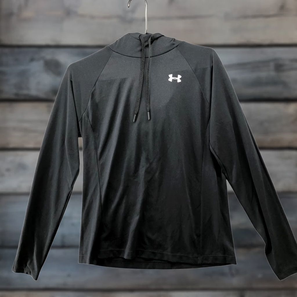 Under Armour Under Armour HeatGear Long Sleeve Hooded T Shirt Womens M Black Activewear Pullover Running & Jogging Shirt Size M / US 6-8 / IT 42-44 - 1 Thumbnail