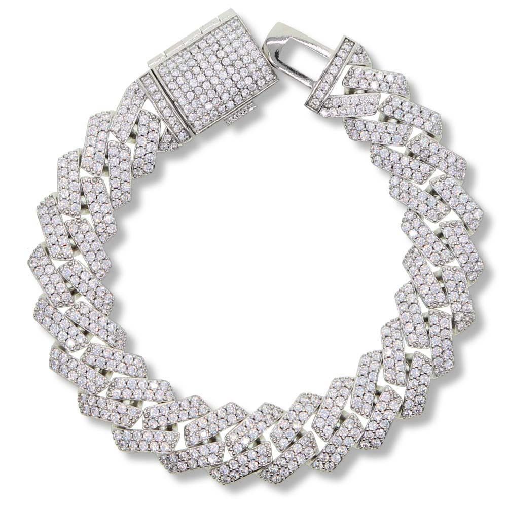 Jewelry 15mm Cubic Zircon Cuban Link Bracelet Size ONE SIZE - 2 Thumbnail