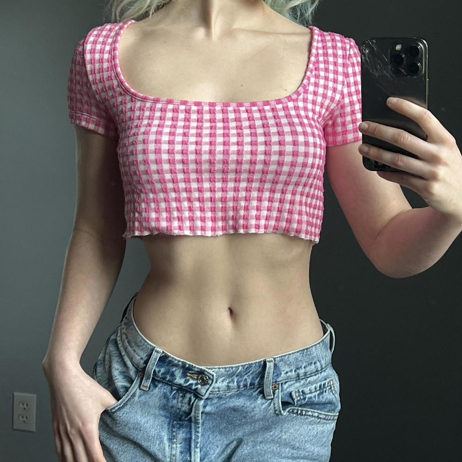 Other Pink & white cottagecore gingham crop top Size S / US 4 / IT 40 - 1 Thumbnail