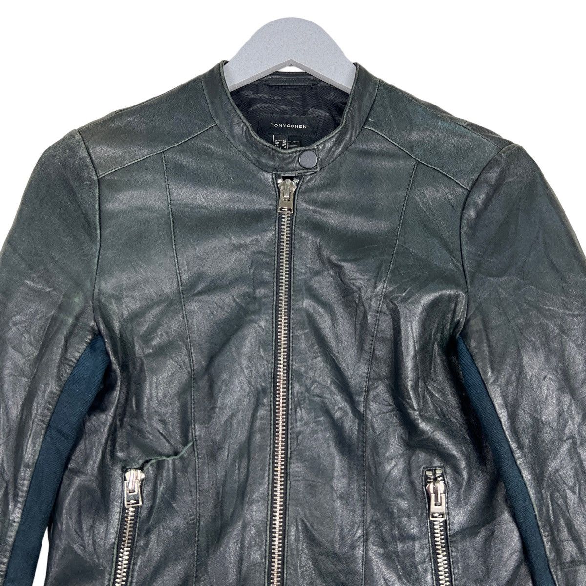 Designer 🔥 TONY COHEN LEATHER MOTO RIDER JACKET Size S / US 4 / IT 40 - 3 Thumbnail