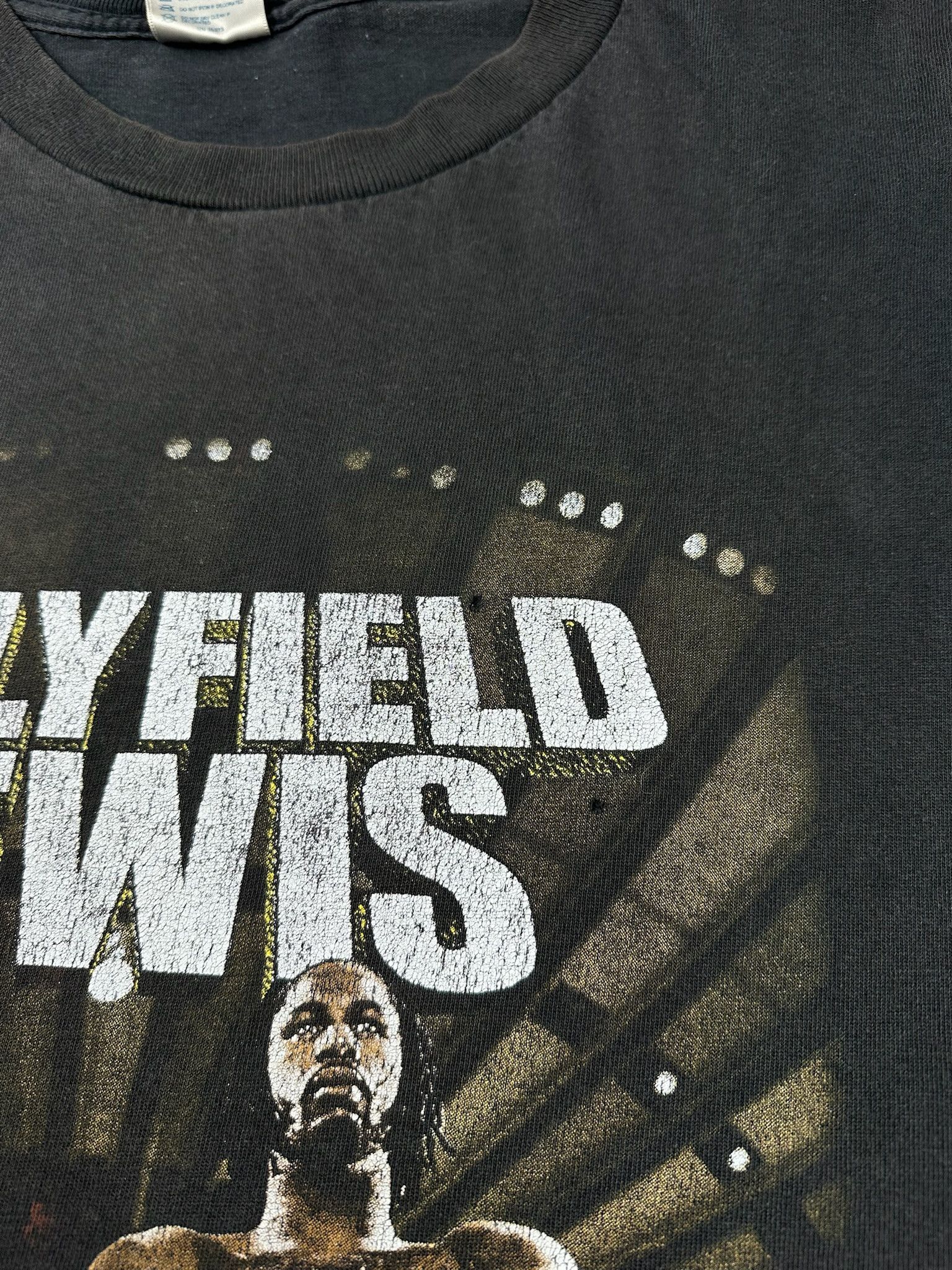 Band Tees Vintage 1999 Evander Holyfield vs Lennox Lewis Black Tee Size US XL / EU 56 / 4 - 4 Thumbnail