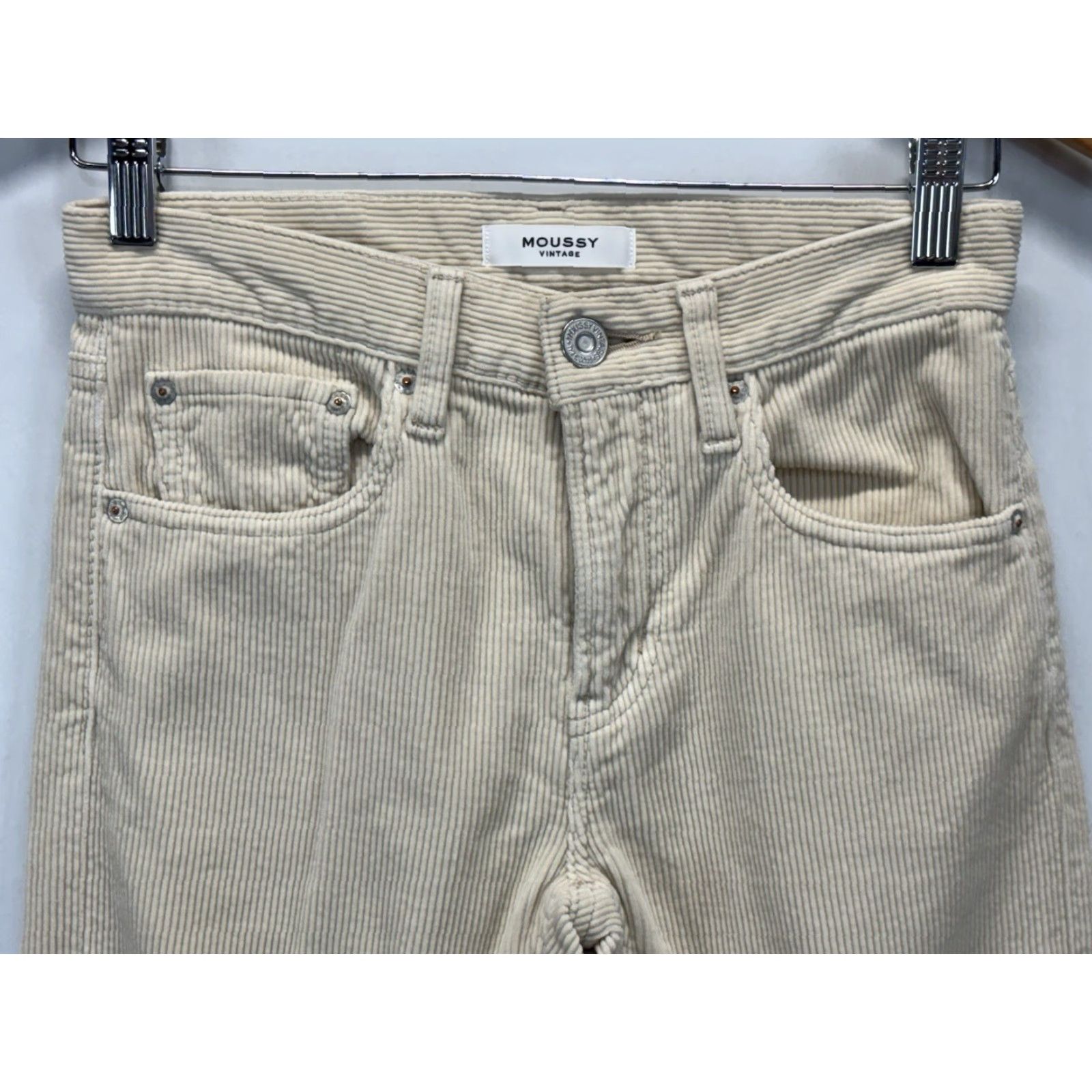 MOUSSY VINTAGE Moussy Corduroy Pants Women 24 Cream 26x26 Made in Japan Womens Size 42" / US 20 - 2 Thumbnail