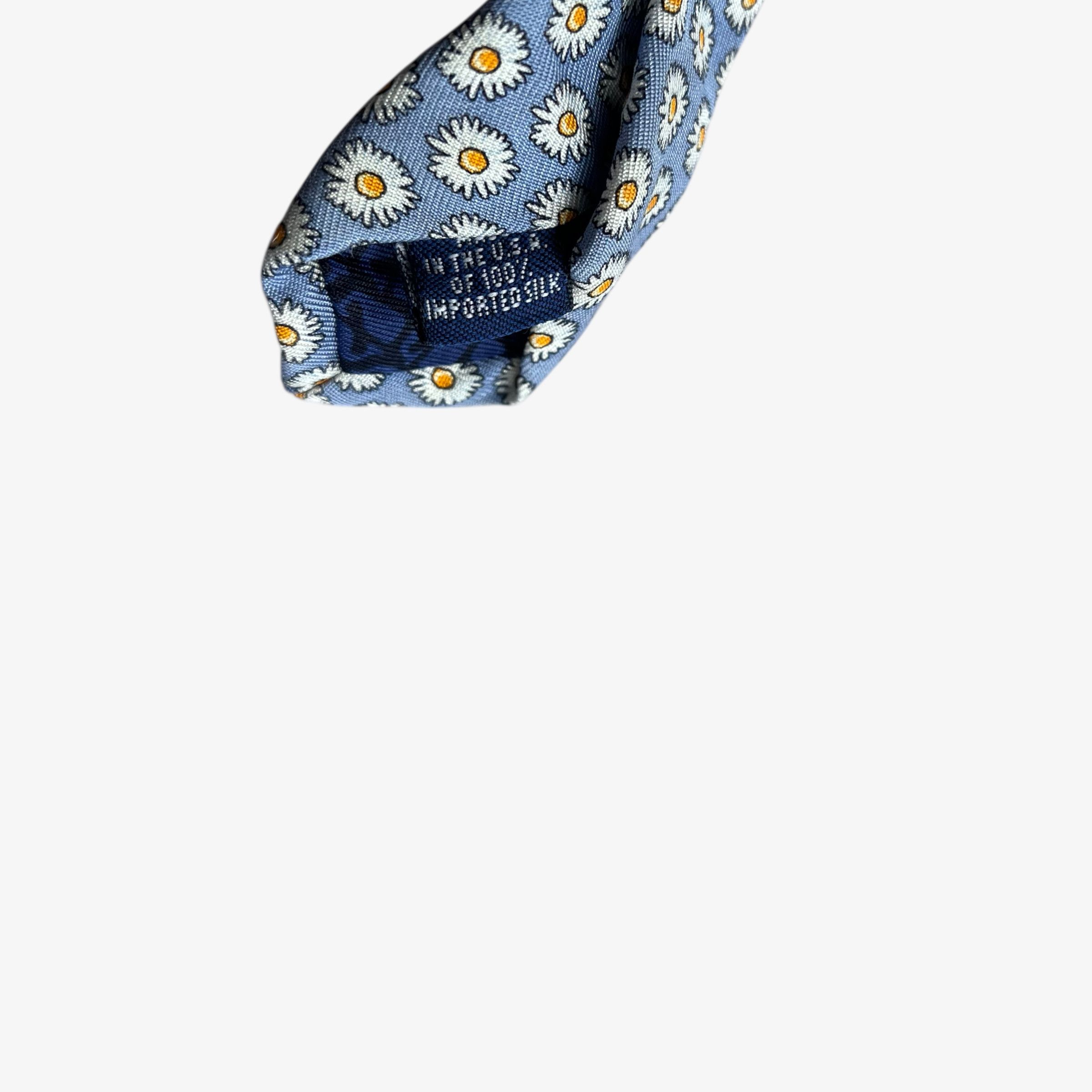 Vineyard Vines Vintage Y2K Vineyard Vines Daisy Flower Print Blue Silk Tie Size ONE SIZE - 4 Thumbnail