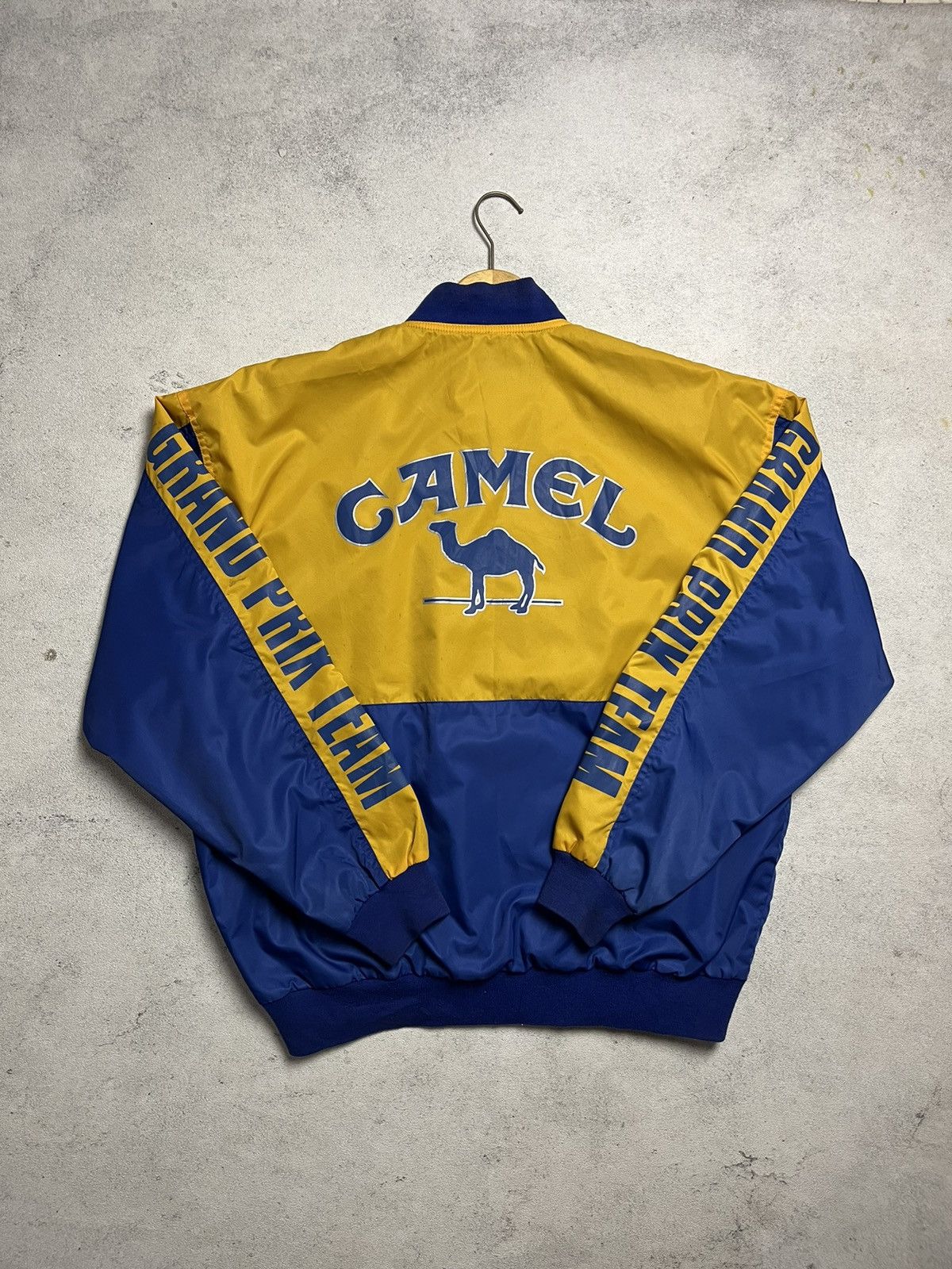 image of Vintage 90's Camel Grand Prix Team Jacket in Blue/Yellow, Men's (Size Large)