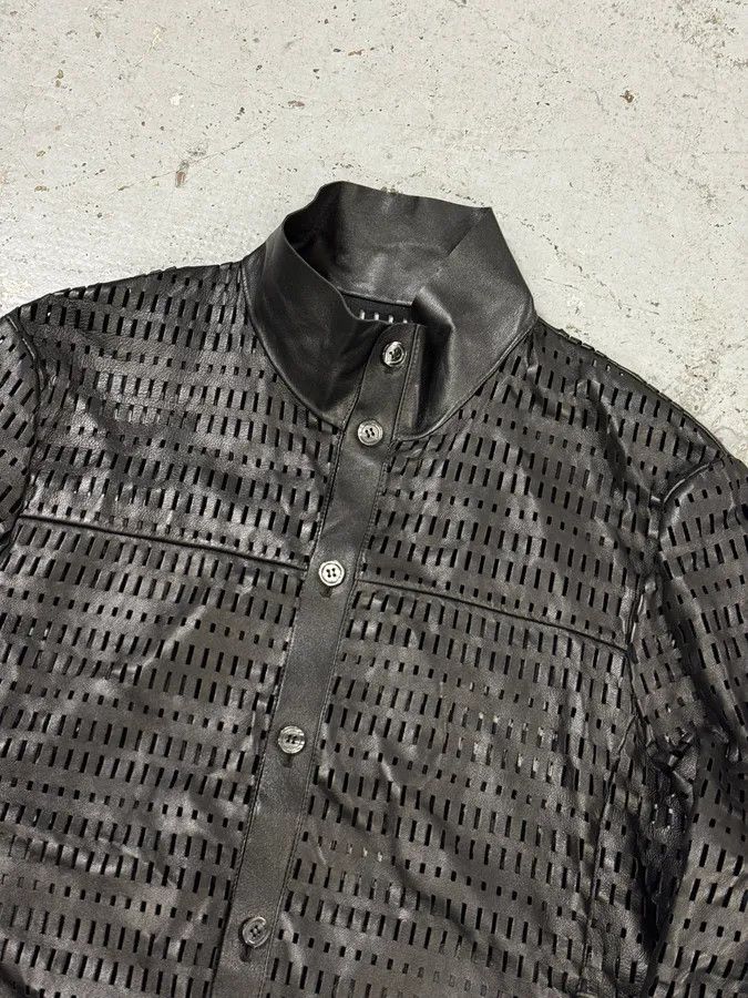 Emporio Armani AW2013 Emporio Armani Perforated Black Leather Bomber Jacket Size US M / EU 48-50 / 2 - 5 Thumbnail