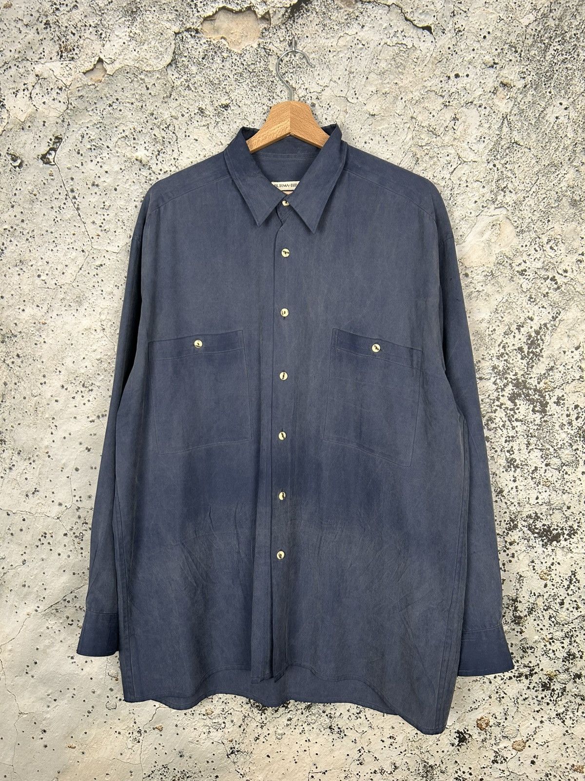 Vintage Silk Shirt Blue Avant Garde Japanese Alternative