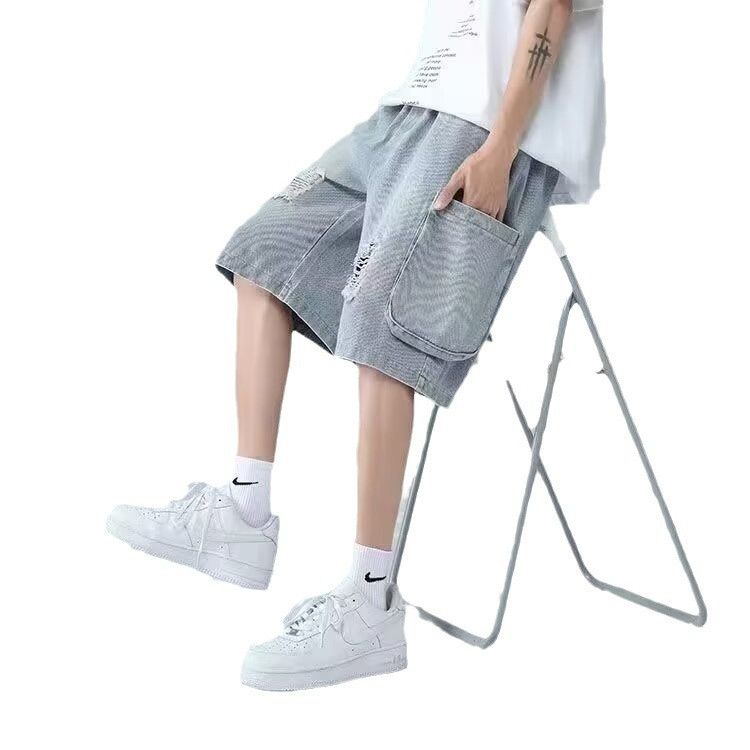 Japanese Brand × Jean Retro loose high street ripped denim shorts Size US 32 / EU 48 - 2 Thumbnail