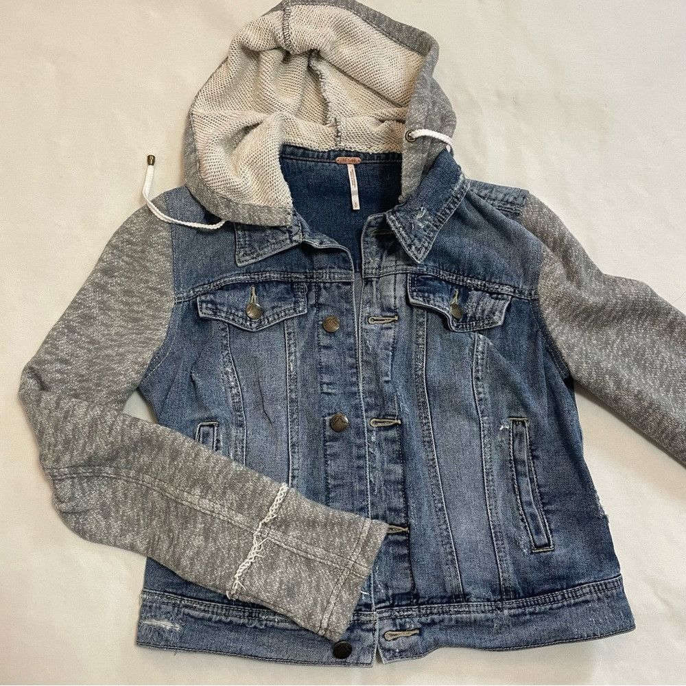 Free People Free People Denim and Knit Hoodie Jacket Size S Size S / US 4 / IT 40 - 6 Thumbnail