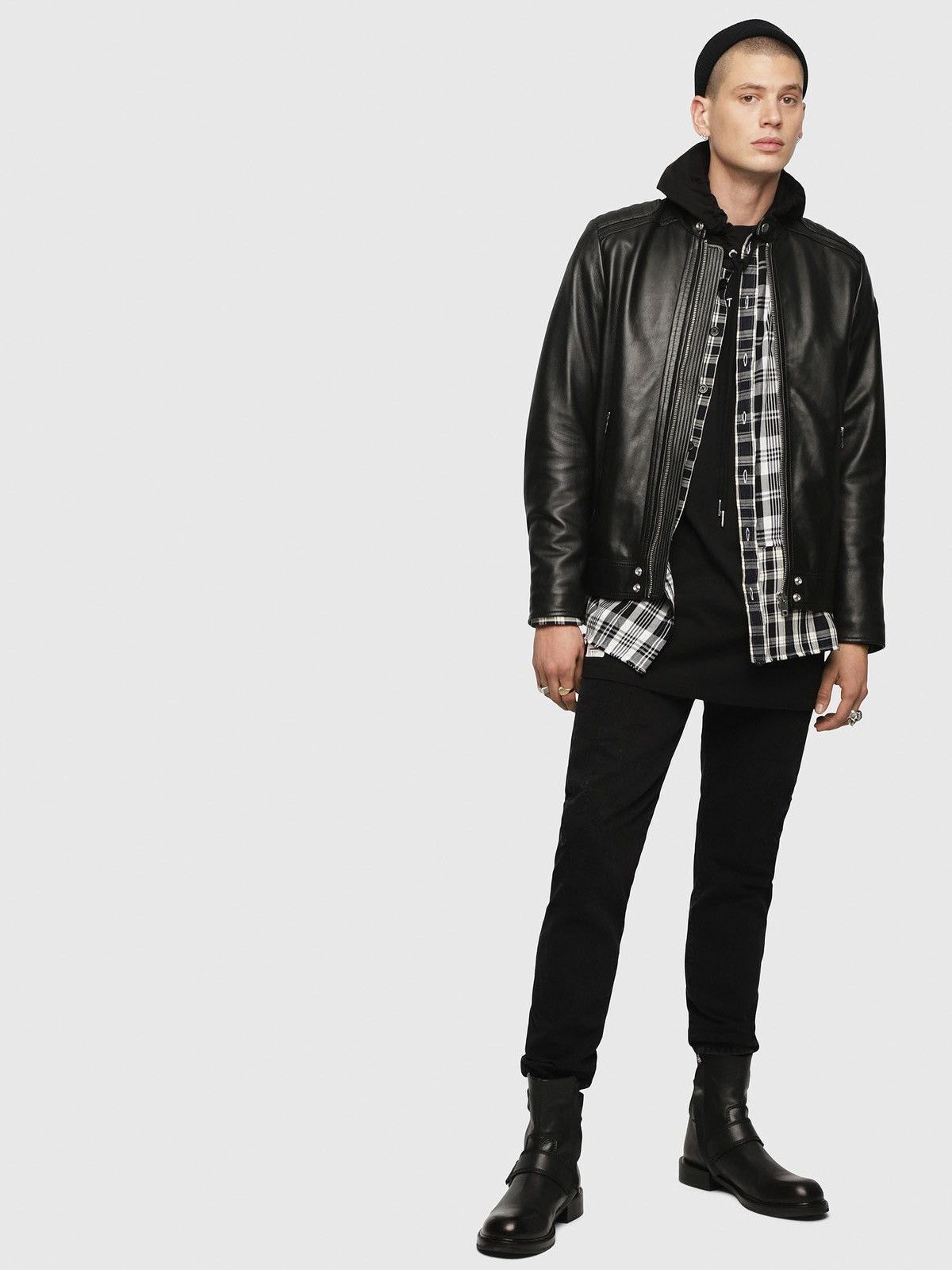 Diesel Diesel L-SHIRO-WH Racer Leather Jacket S (Zara, Dsquared2) Size US S / EU 44-46 / 1 - 8 Thumbnail