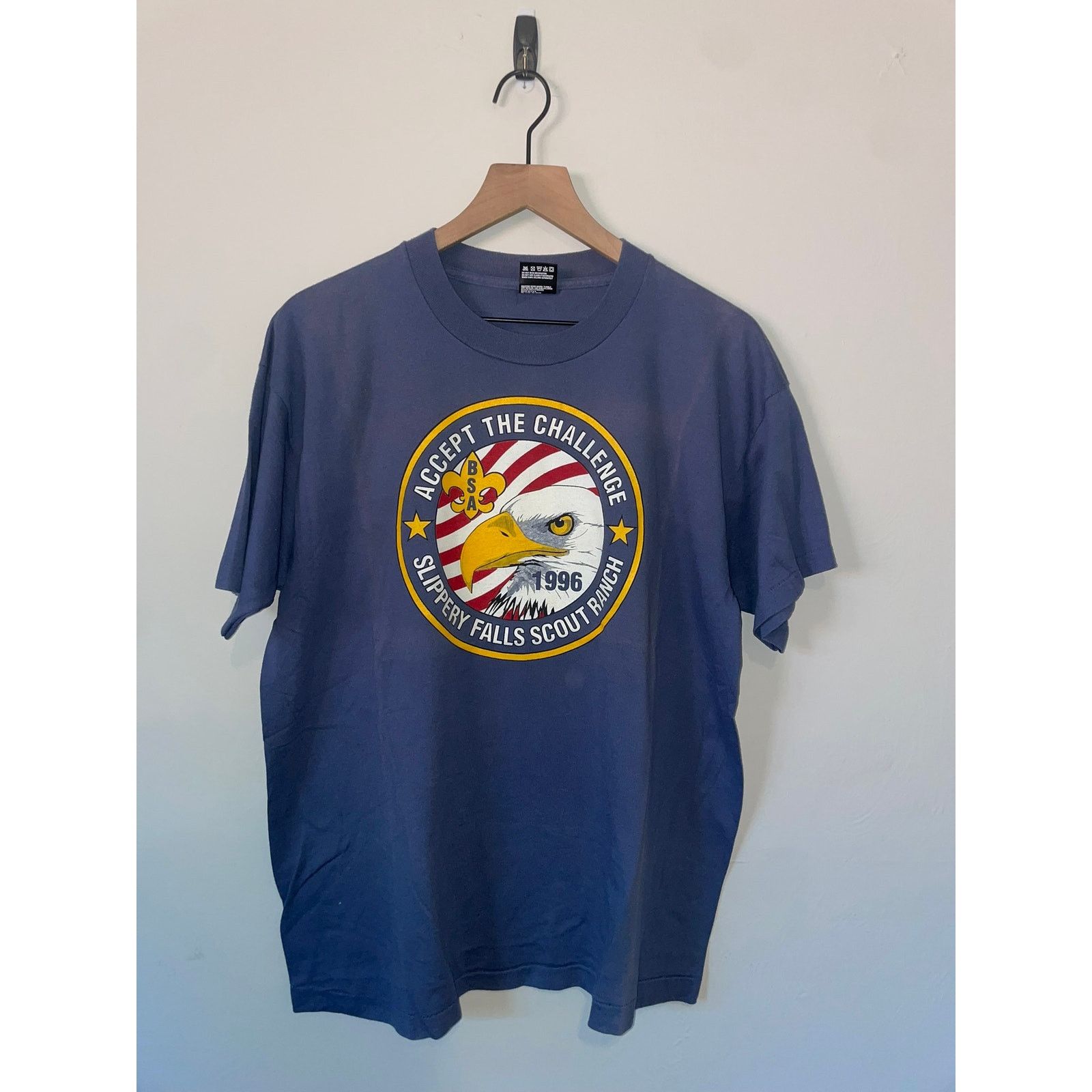 Fruit Of The Loom Vintage Boy Scouts Shirt BSA The Eagle Blue Tee 90s VTG XL Size US XL / EU 56 / 4 - 1 Thumbnail