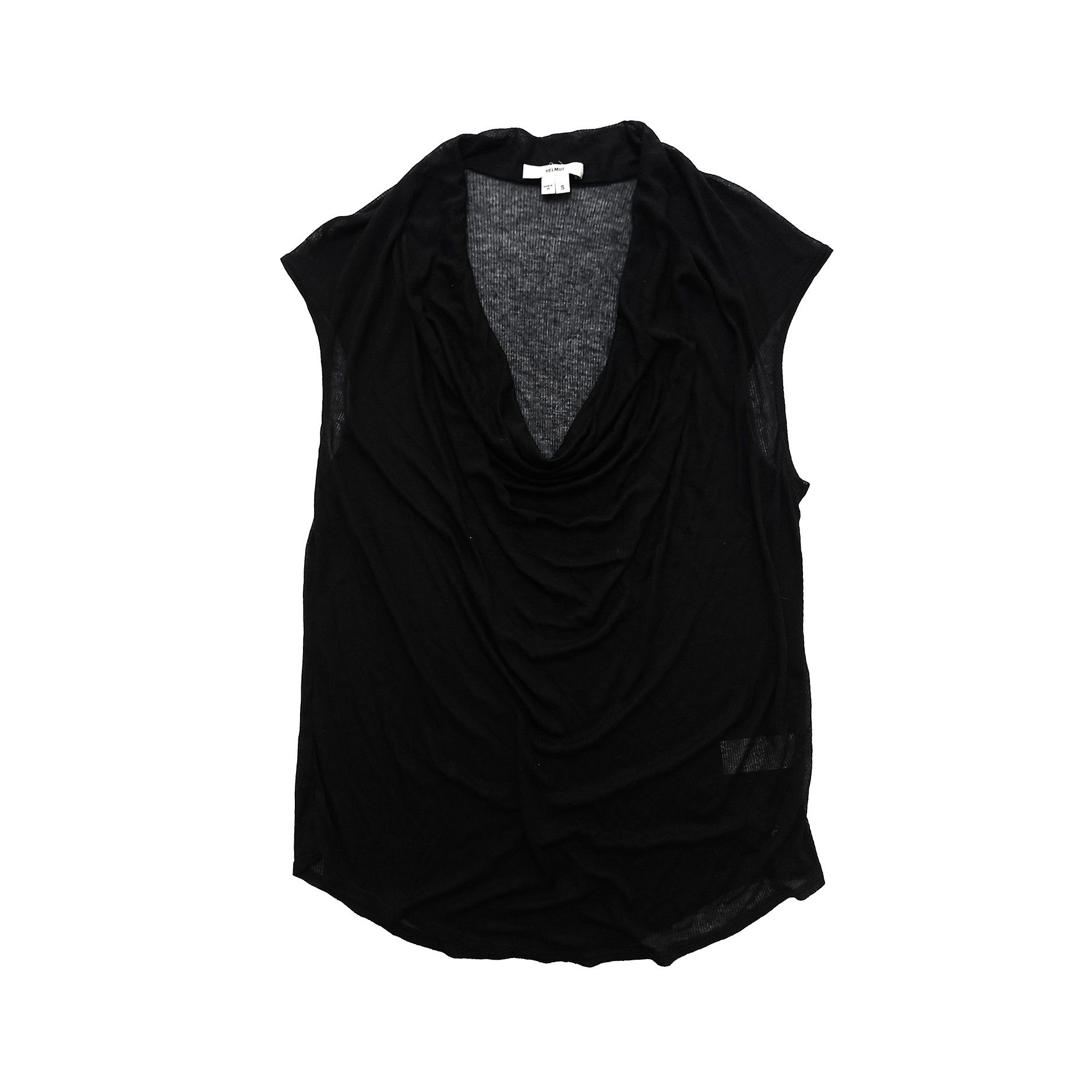 Helmut Lang Helmut Lang Semi-Sheer Modal Ribbed Cowl Neck Sleeveless Top Size S / US 4 / IT 40 - 1 Thumbnail