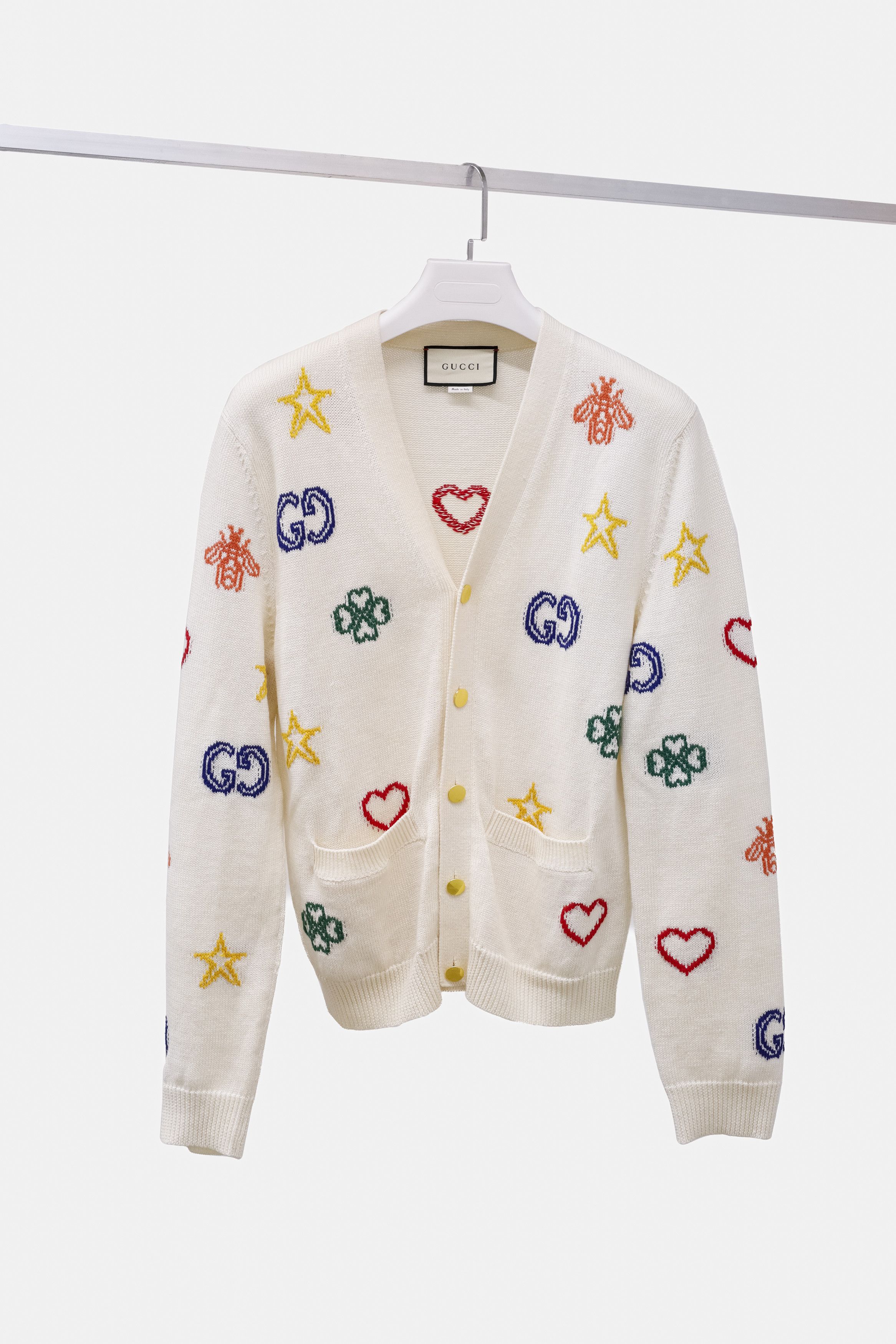 Gucci Symbols Jacquard Rainbow Cardigan