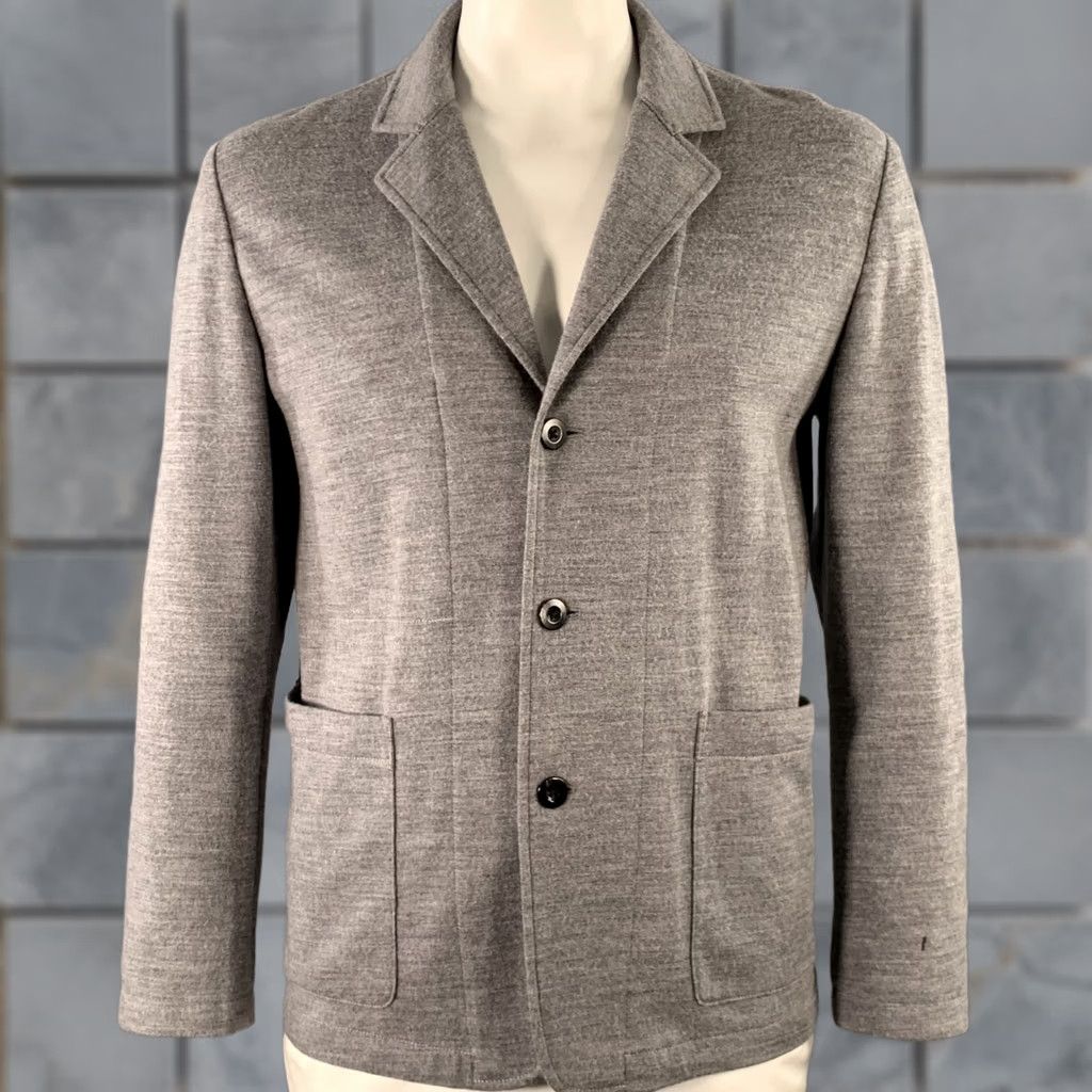 Paul Smith PAUL SMITH Size L Grey Heather Wool Blend Single Breasted Notch Lapel Jacket Mens Size US L / EU 52-54 / 3 - 1 Thumbnail