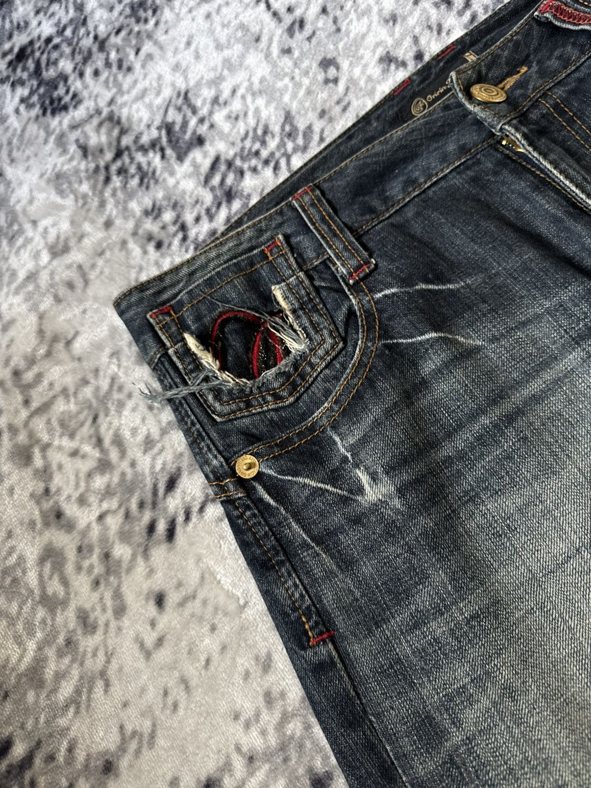 Japanese Brand Oririn Dr Denim Embroidered Flared Wide Leg Jeans Size US 34 / EU 50 - 19 Thumbnail