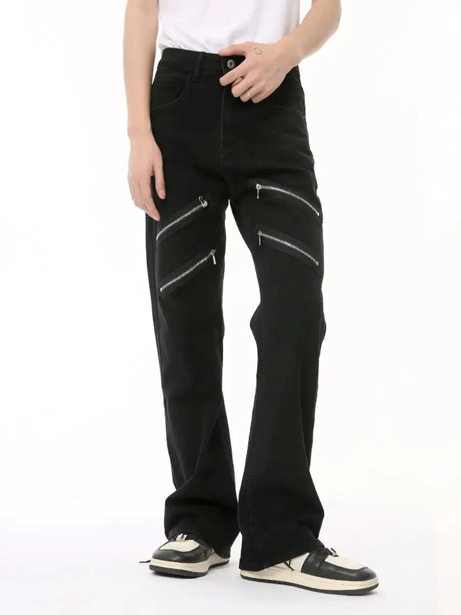 Japanese Brand Retro loose patchwork zipper jeans Size US 32 / EU 48 - 3 Thumbnail