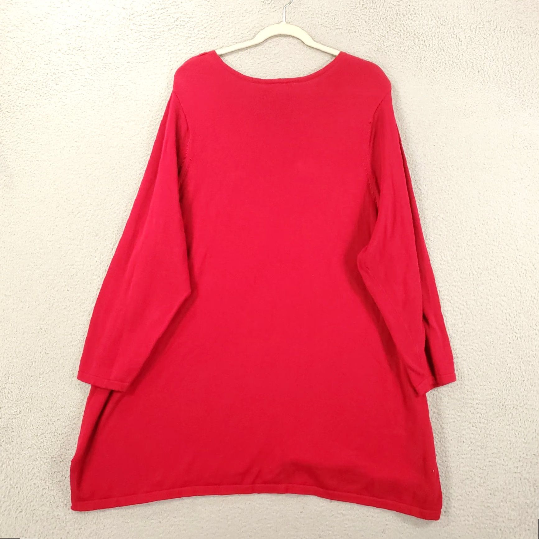 Vintage Catherines Blouse Tunic Womens 2X Red Knit 100% Cotton Long Sleeve V-Neck Casual Shirt Mens? Size XXL / US 16-18 / IT 52-54 - 7 Thumbnail