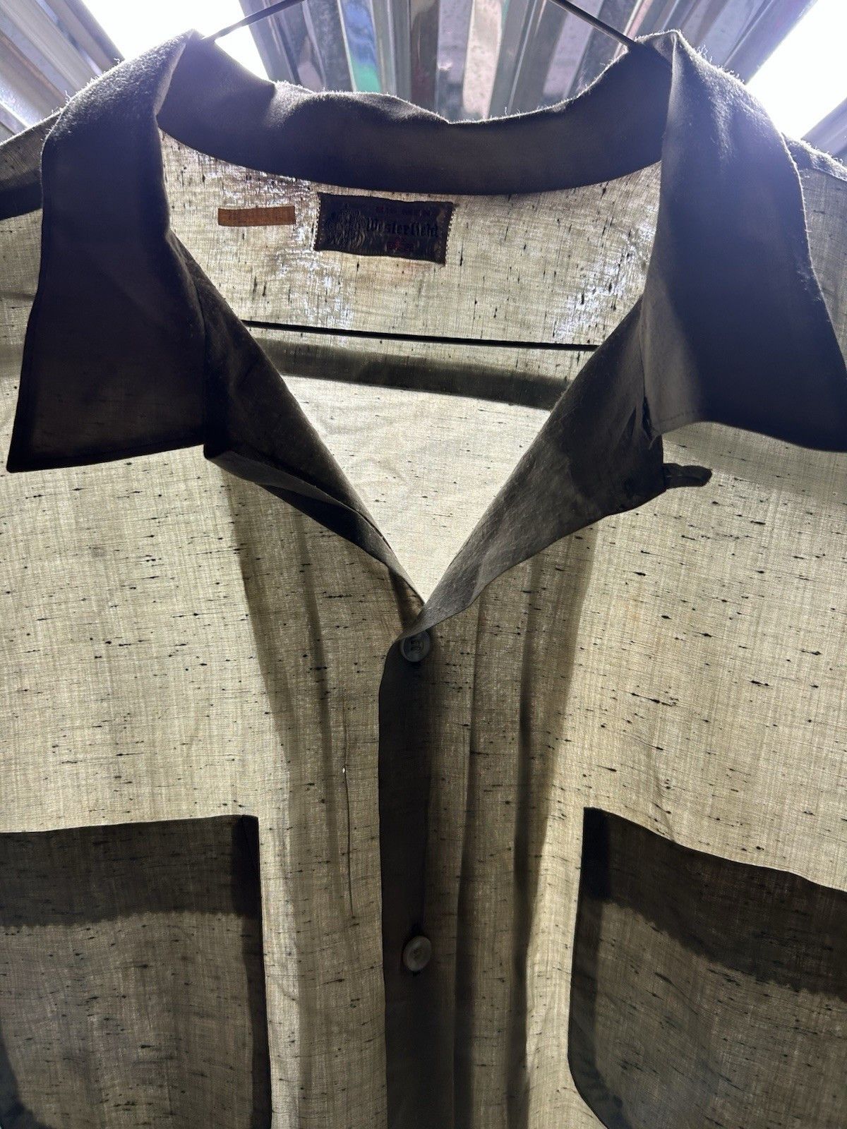 Vintage 60s button shirt loop collar fleck rockabilly RARE SIZE 3XL Size US XXL / EU 58 / 5 - 18 Thumbnail